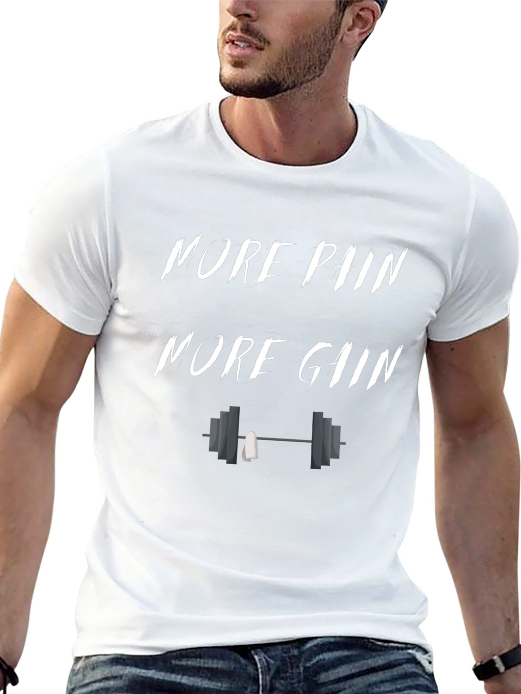 More Pain More Gain Black Graphic T-Shirt