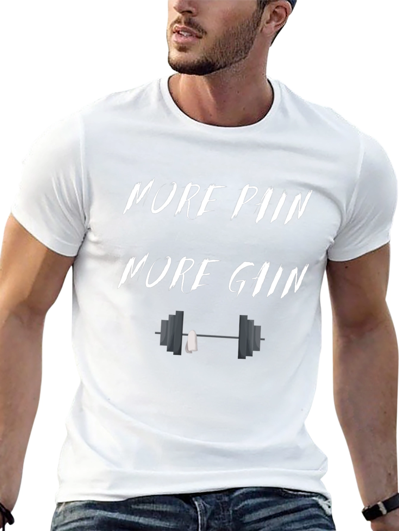 More Pain More Gain Black Graphic T-Shirt