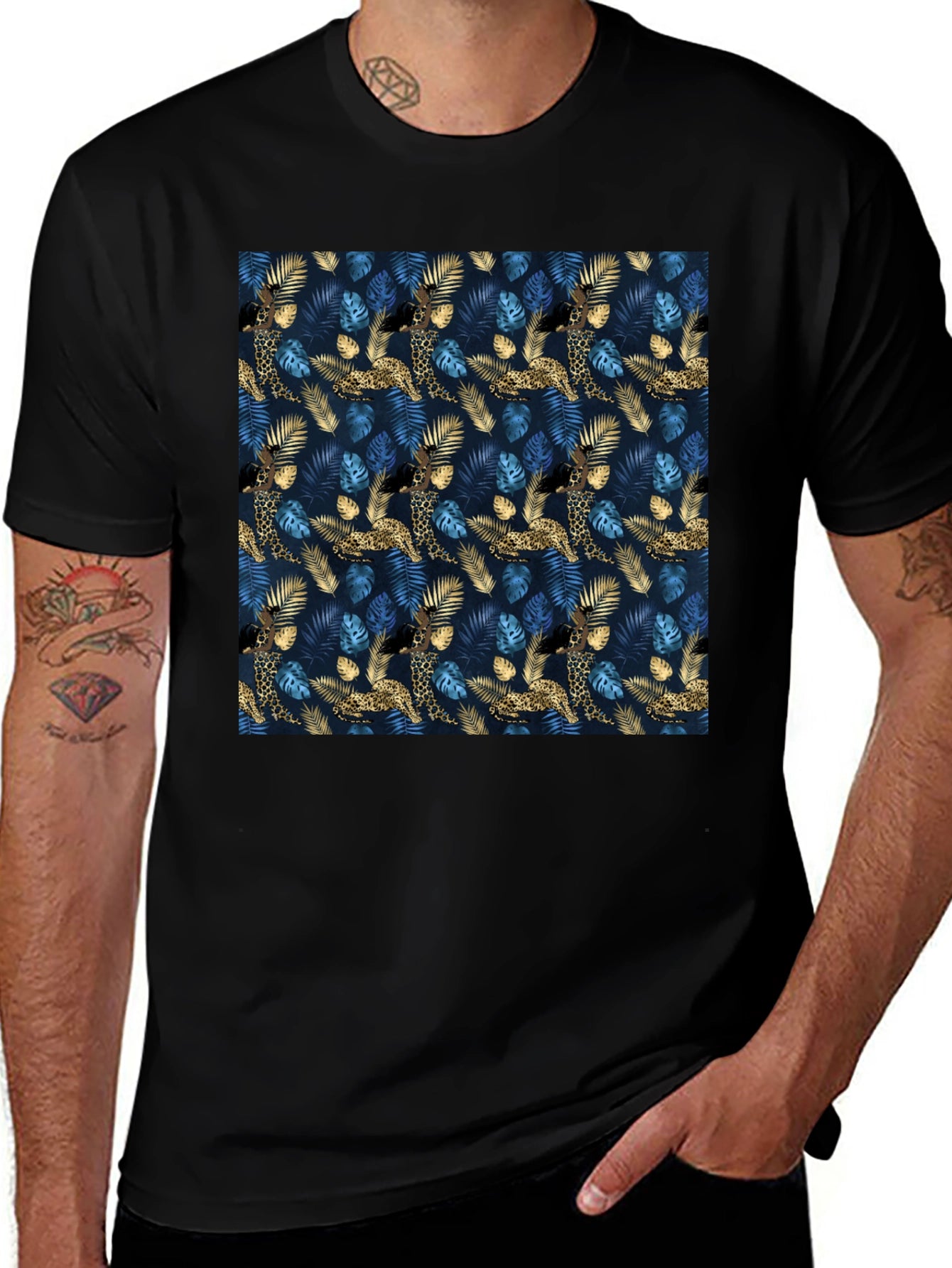 Jungle Leopard Print Crew Neck T-Shirt