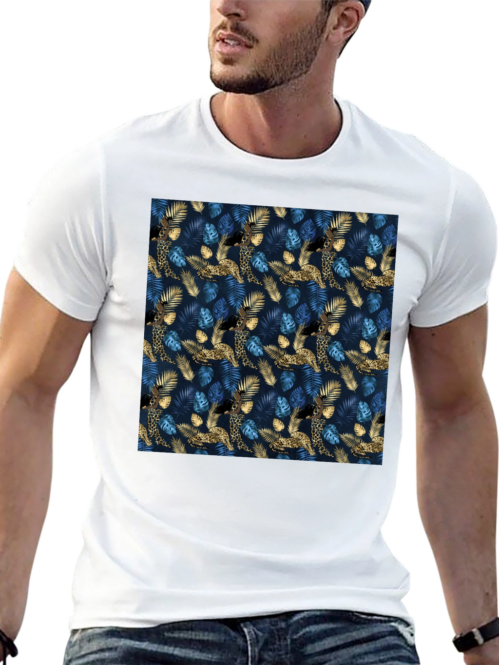 Jungle Leopard Print Crew Neck T-Shirt