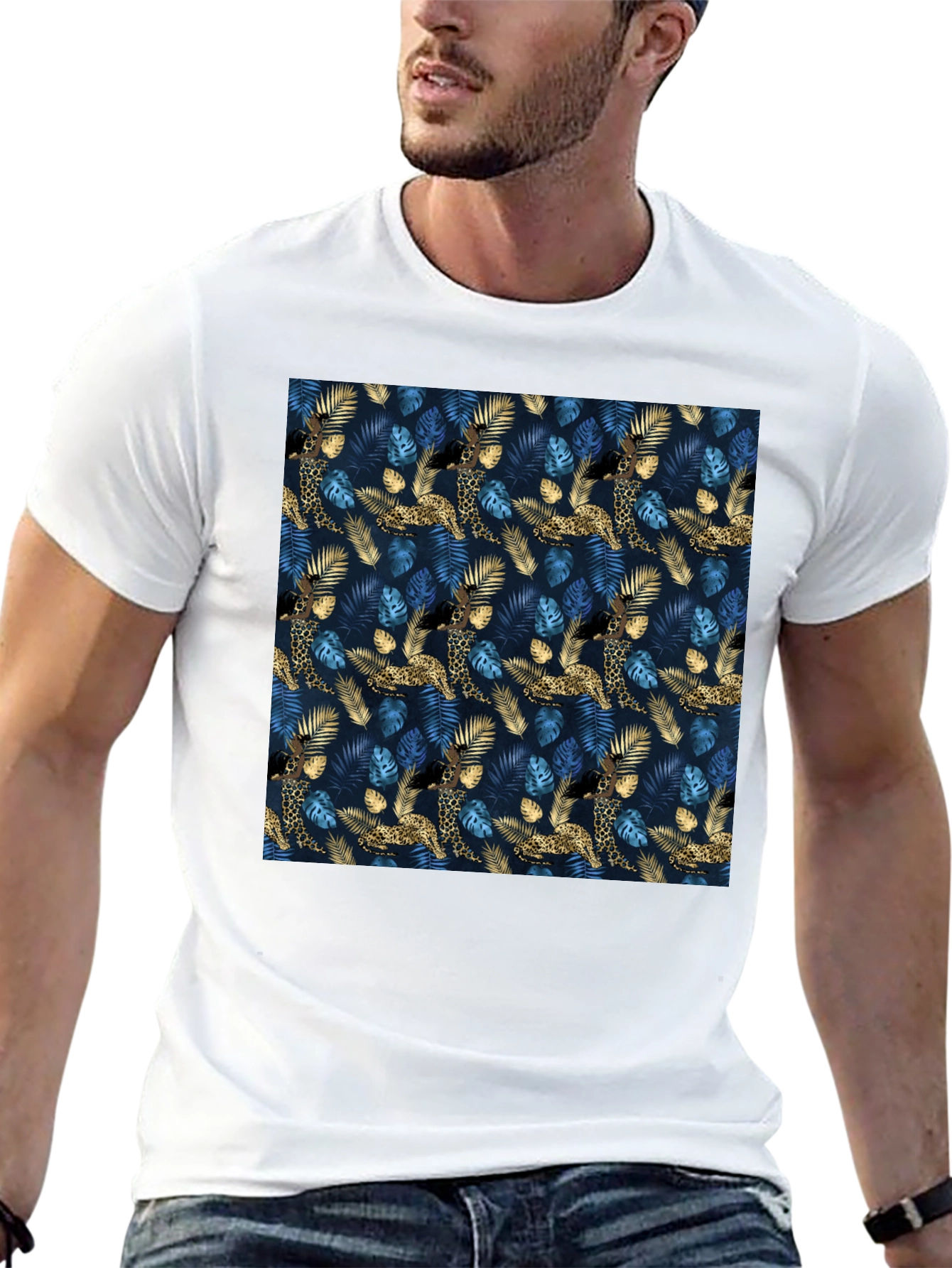Jungle Leopard Print Crew Neck T-Shirt