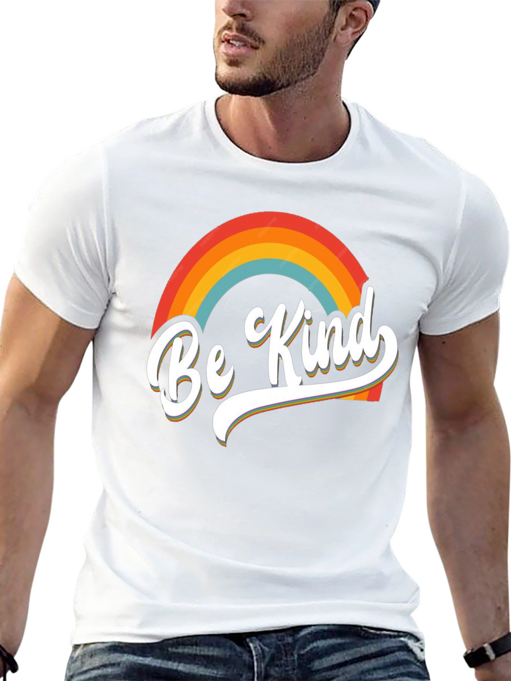 Be Kind Rainbow Graphic Tee - Short Sleeve