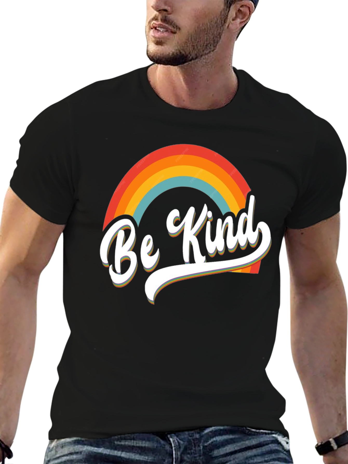 Be Kind Rainbow Graphic Tee - Short Sleeve