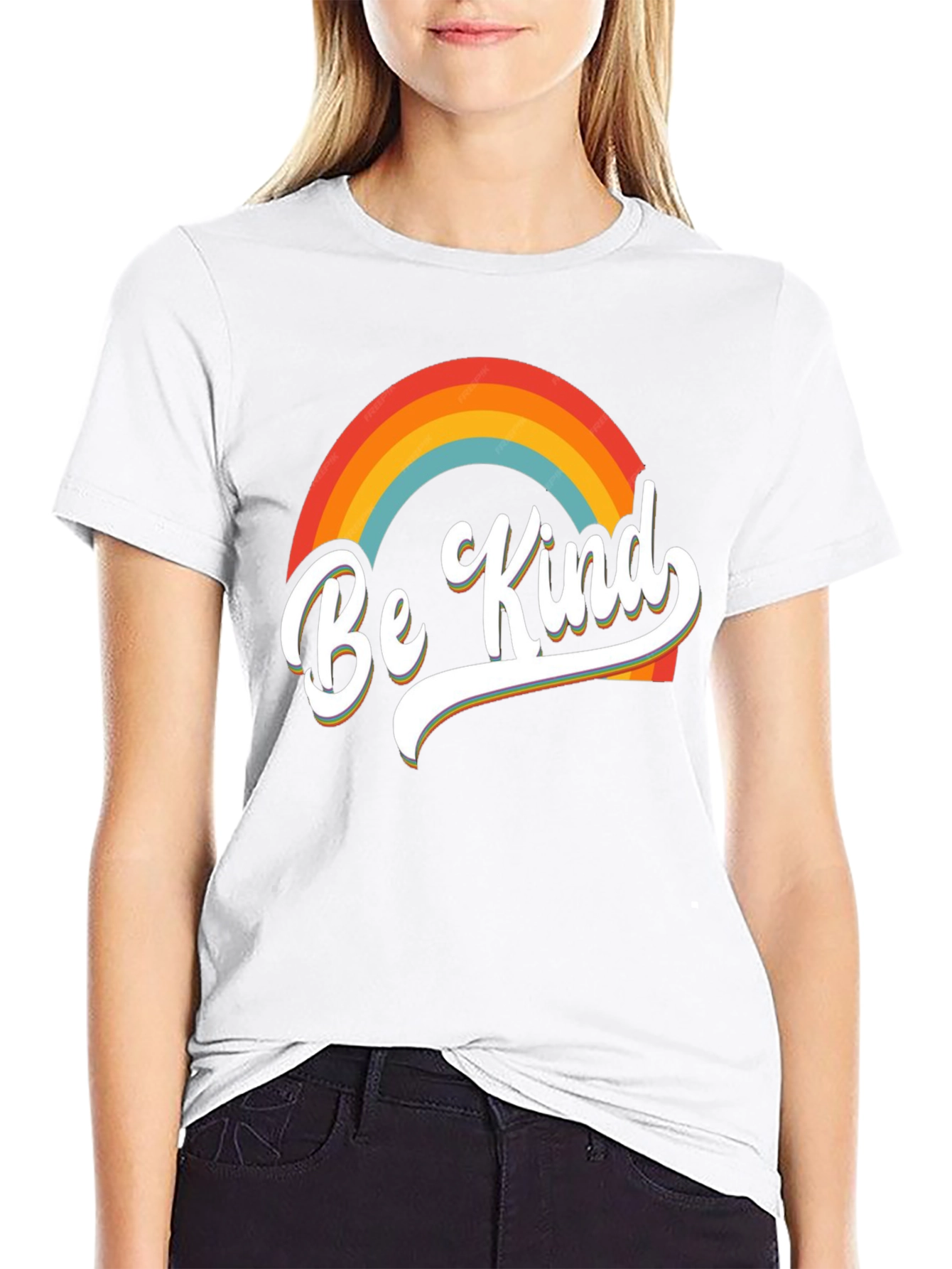 Be Kind Rainbow Graphic Tee - Short Sleeve