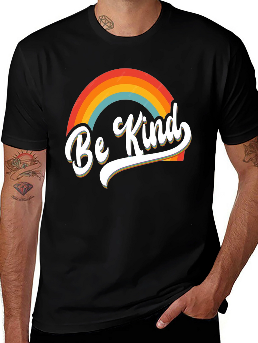 Be Kind Rainbow Graphic Tee - Short Sleeve
