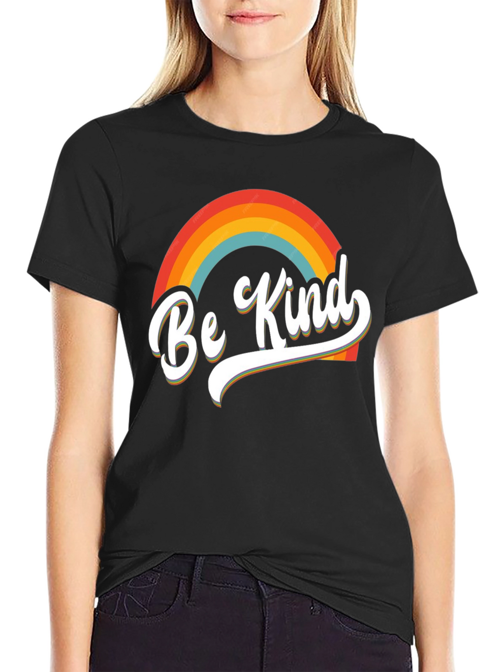 Be Kind Rainbow Graphic Tee - Short Sleeve