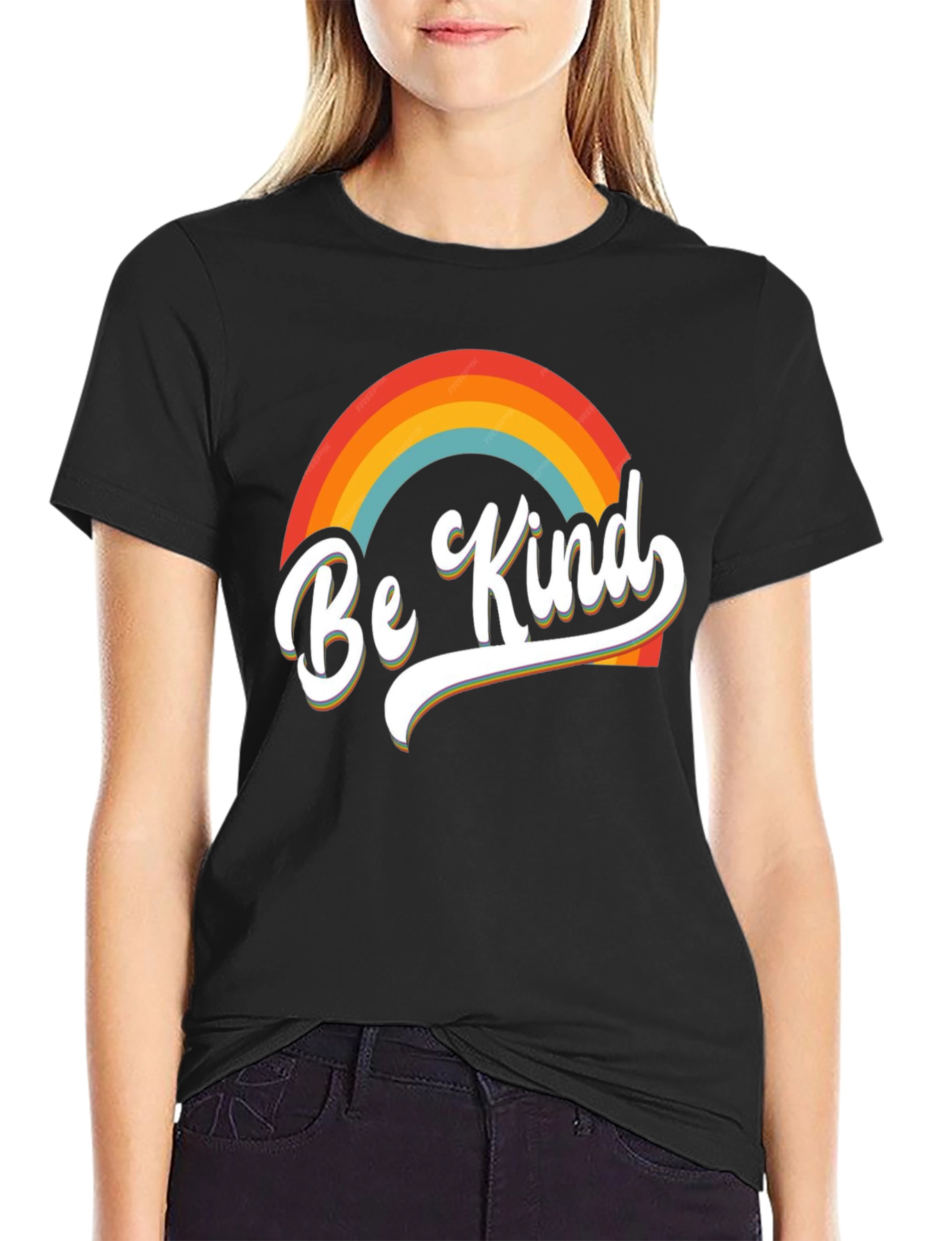 Be Kind Rainbow Graphic Tee - Short Sleeve