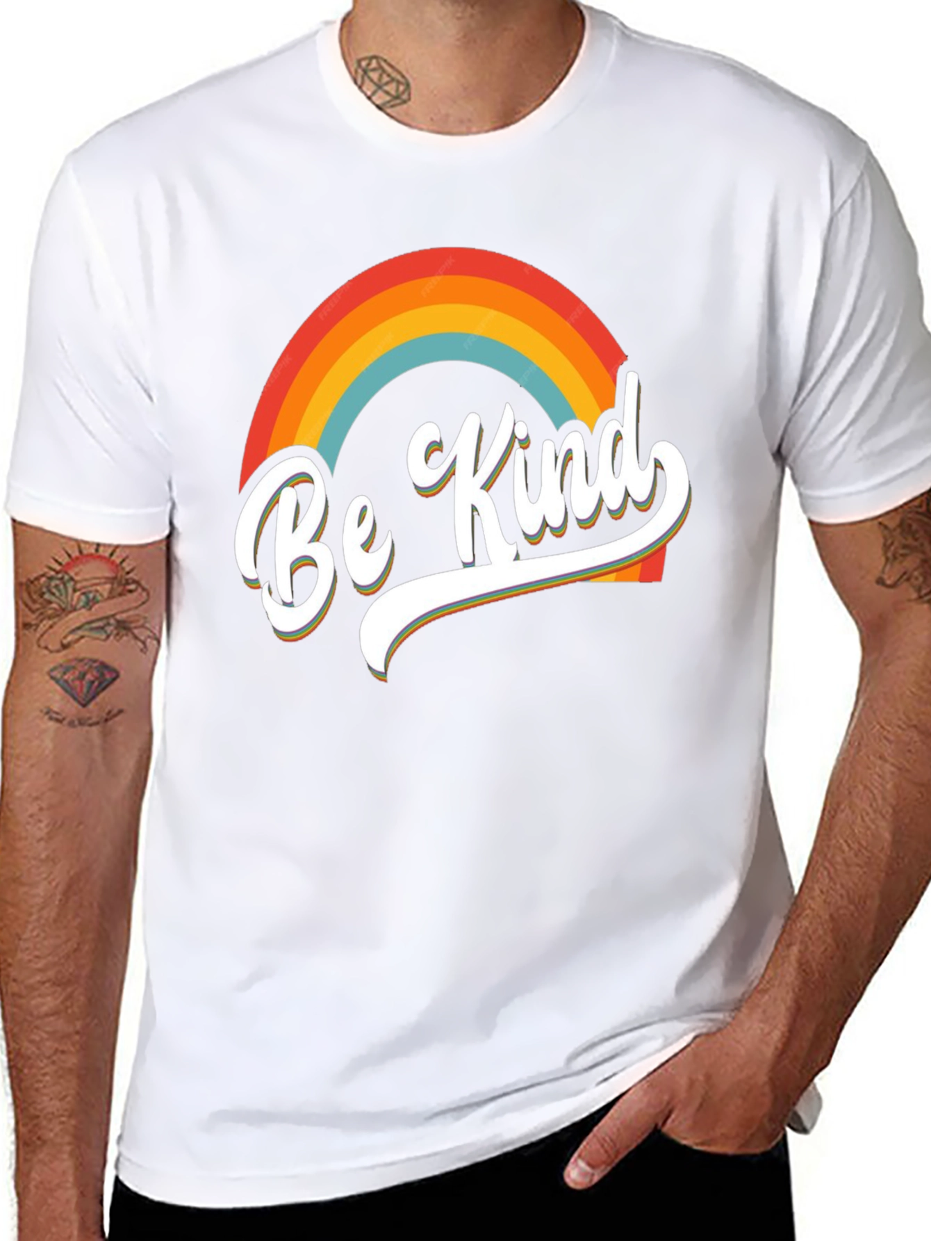 Be Kind Rainbow Graphic Tee - Short Sleeve