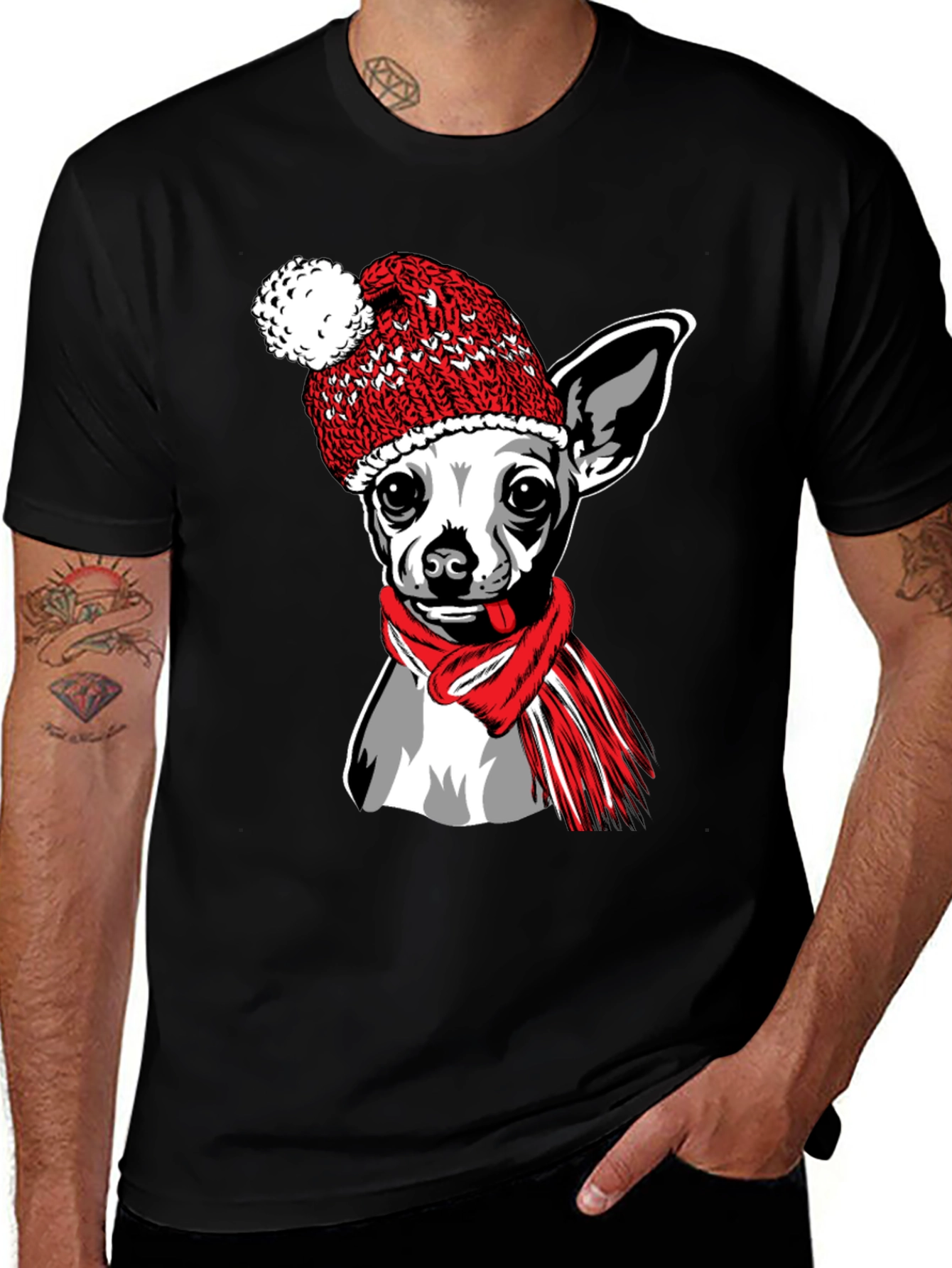 Chihuahua Winter Hat T-Shirt - Cute Dog Tee