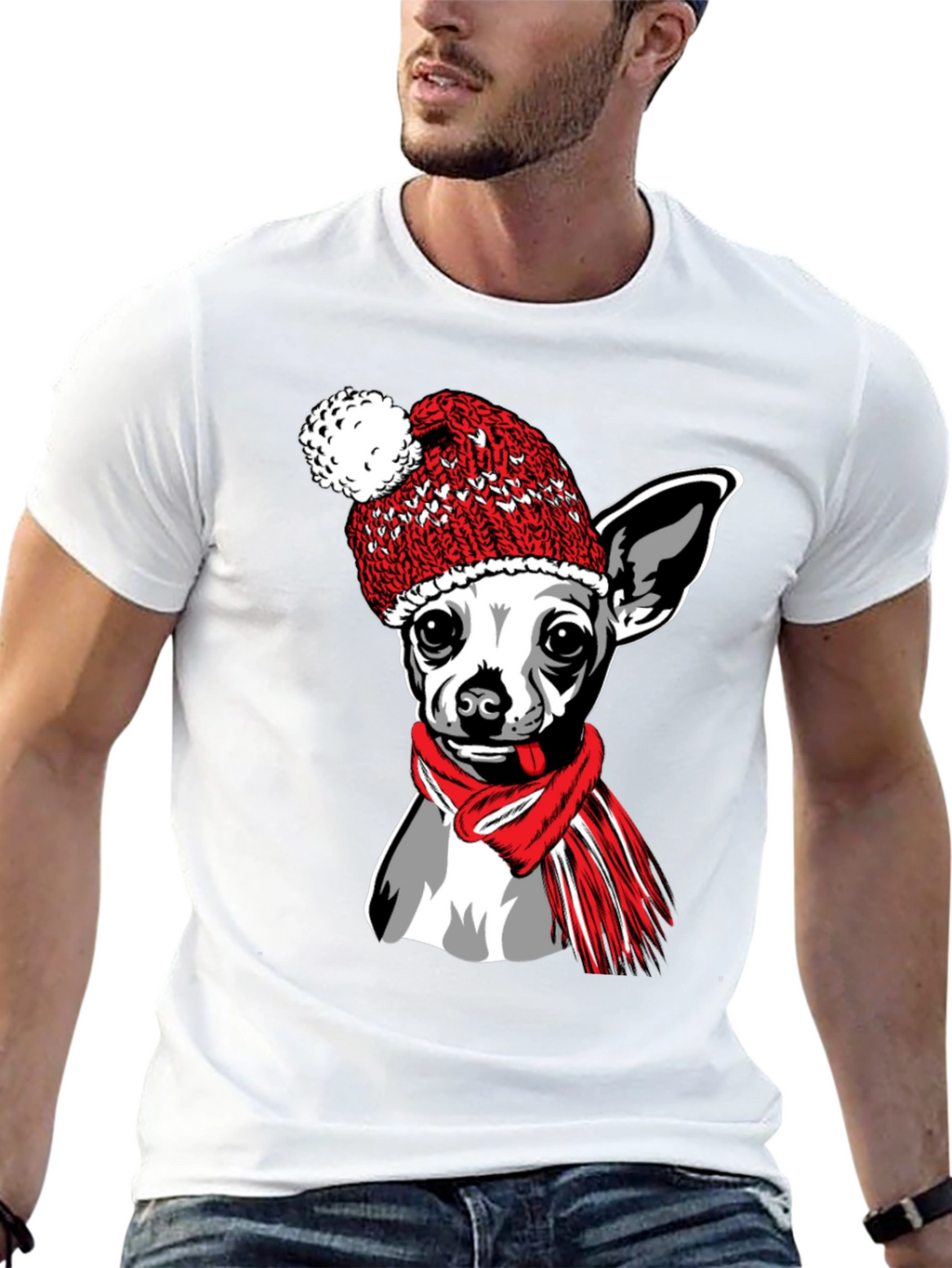 Chihuahua Winter Hat T-Shirt - Cute Dog Tee