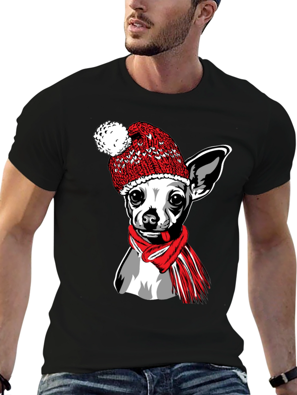 Chihuahua Winter Hat T-Shirt - Cute Dog Tee