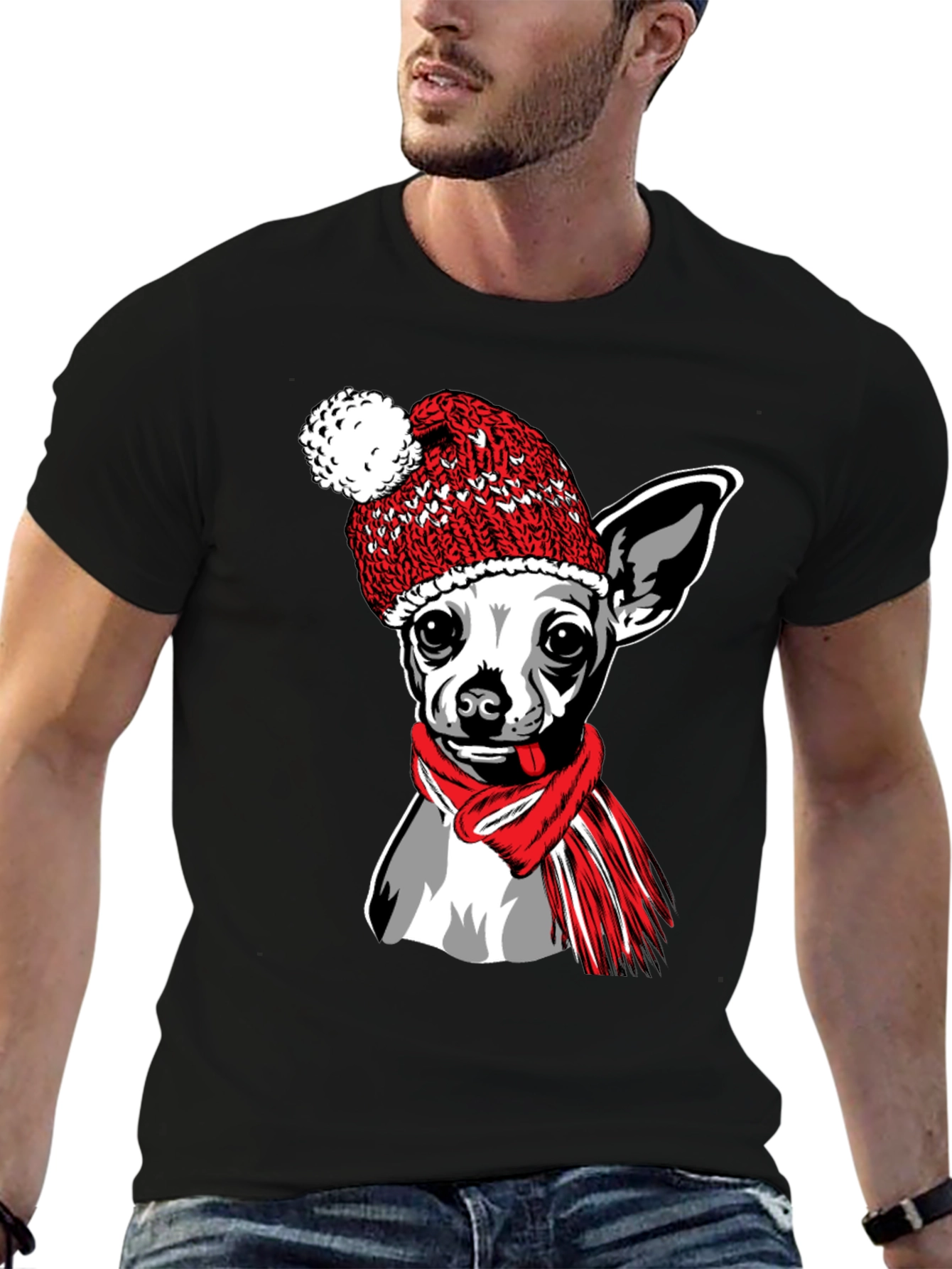 Chihuahua Winter Hat T-Shirt - Cute Dog Tee