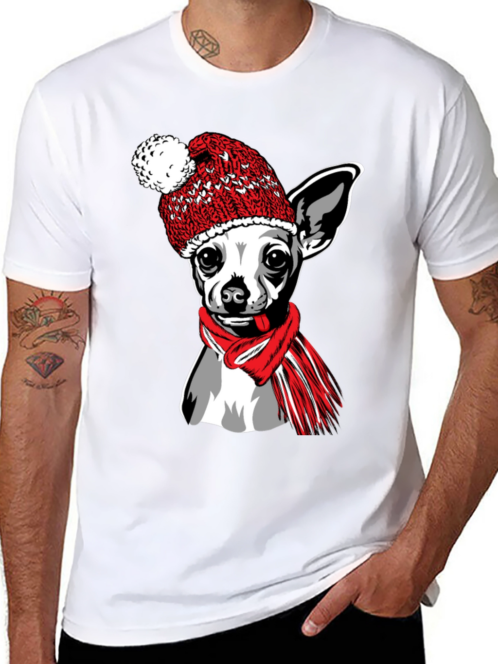 Chihuahua Winter Hat T-Shirt - Cute Dog Tee