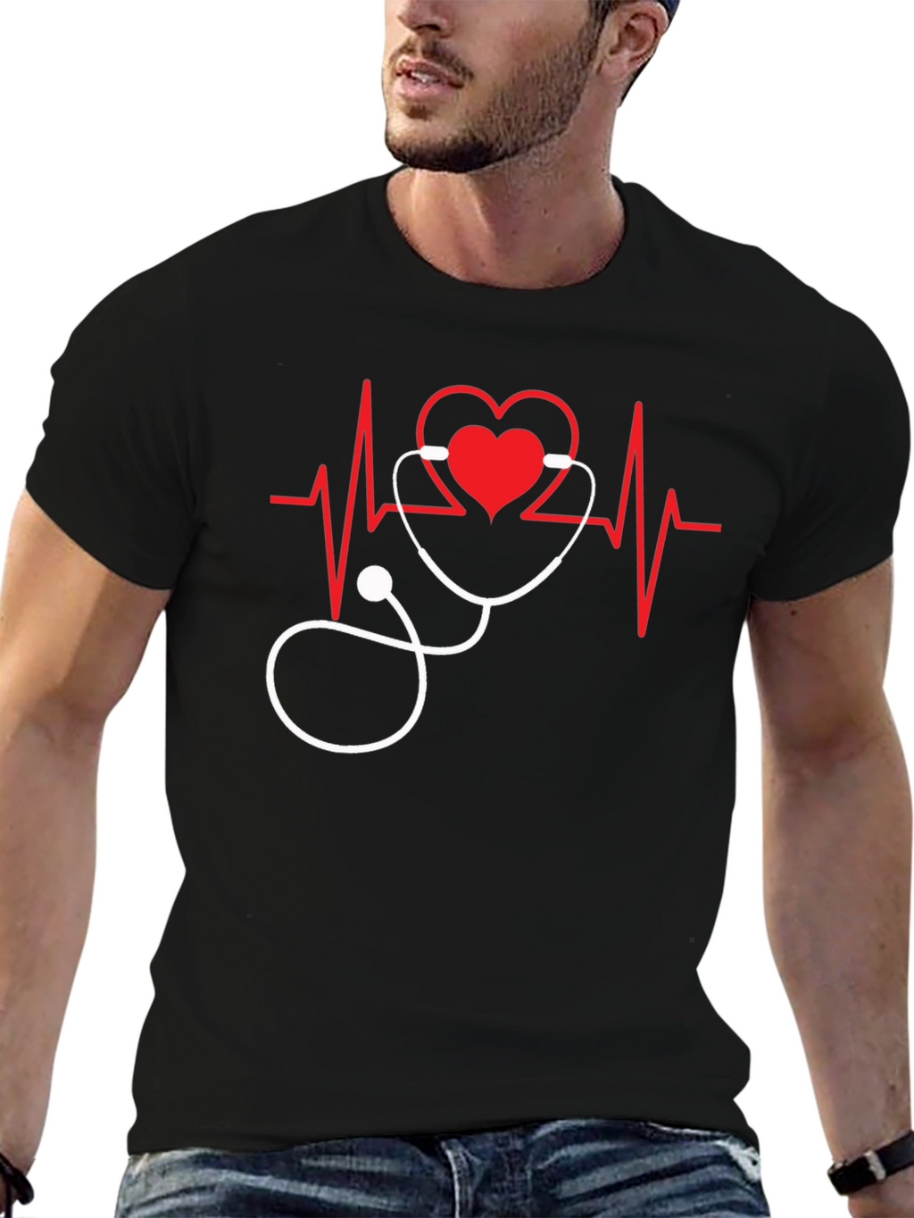 Heartbeat Stethoscope Graphic Tee - Medical Love