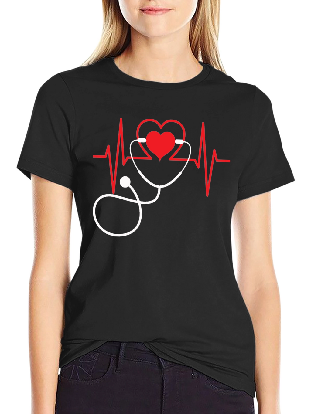 Heartbeat Stethoscope Graphic Tee - Medical Love
