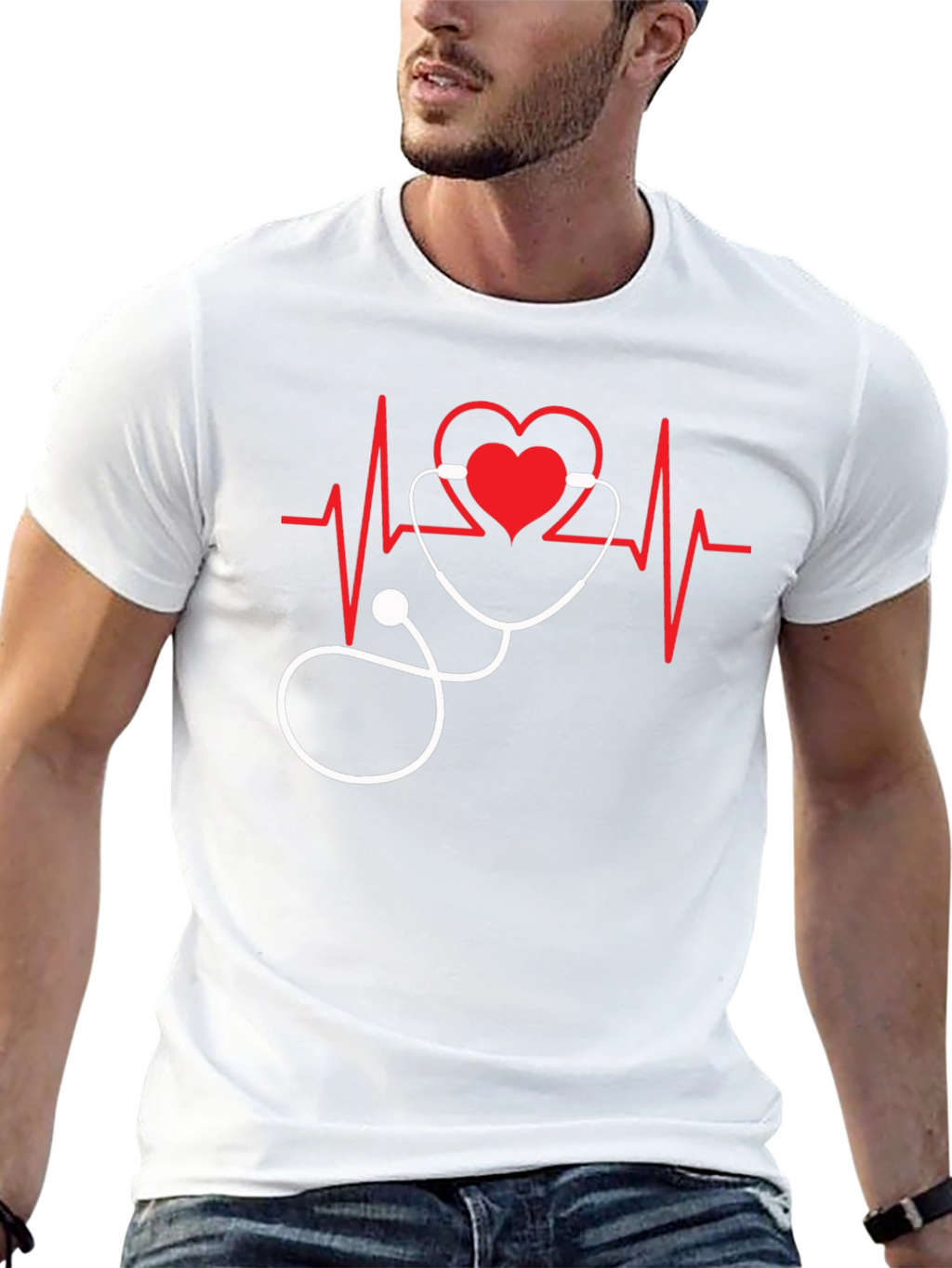 Heartbeat Stethoscope Graphic Tee - Medical Love
