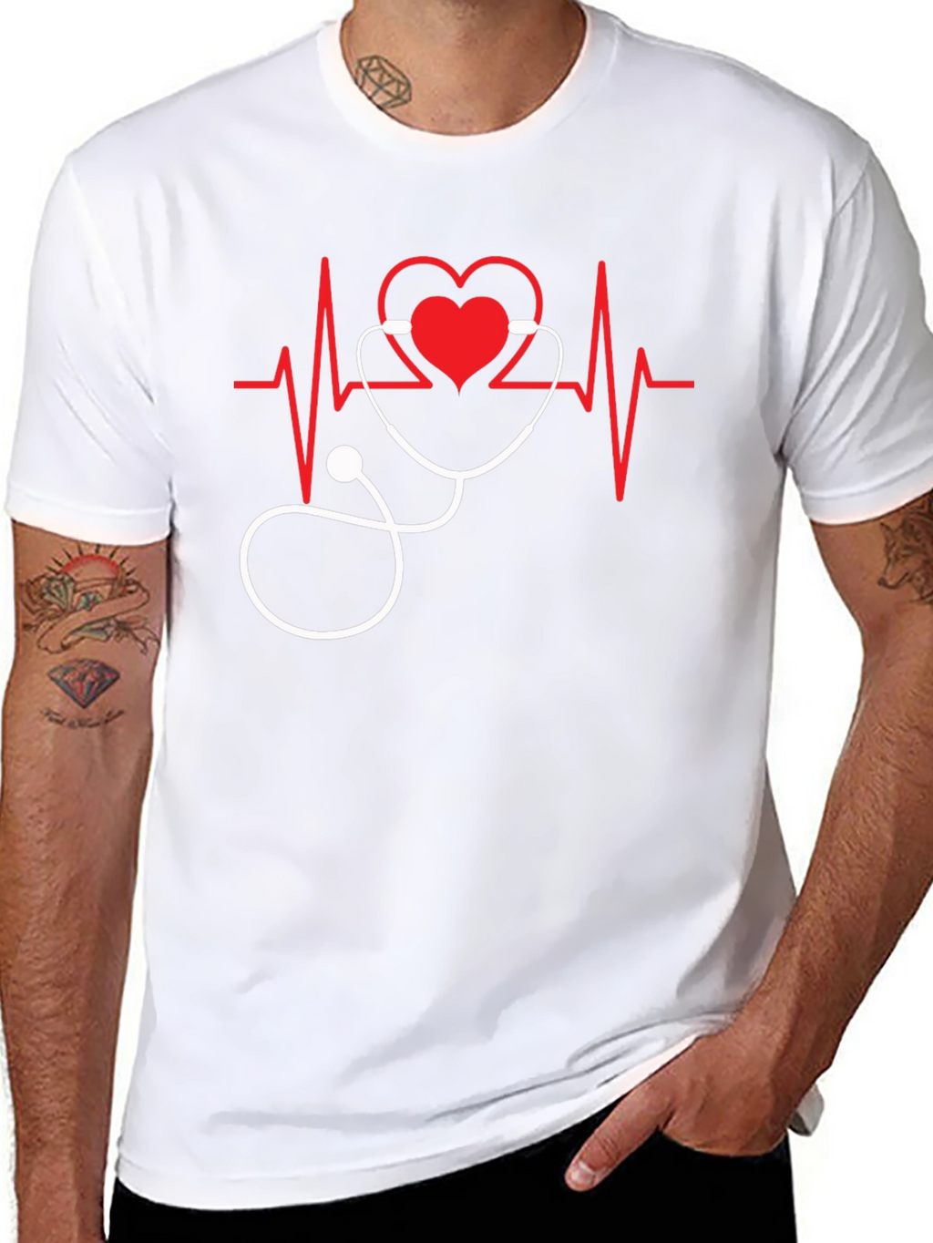 Heartbeat Stethoscope Graphic Tee - Medical Love