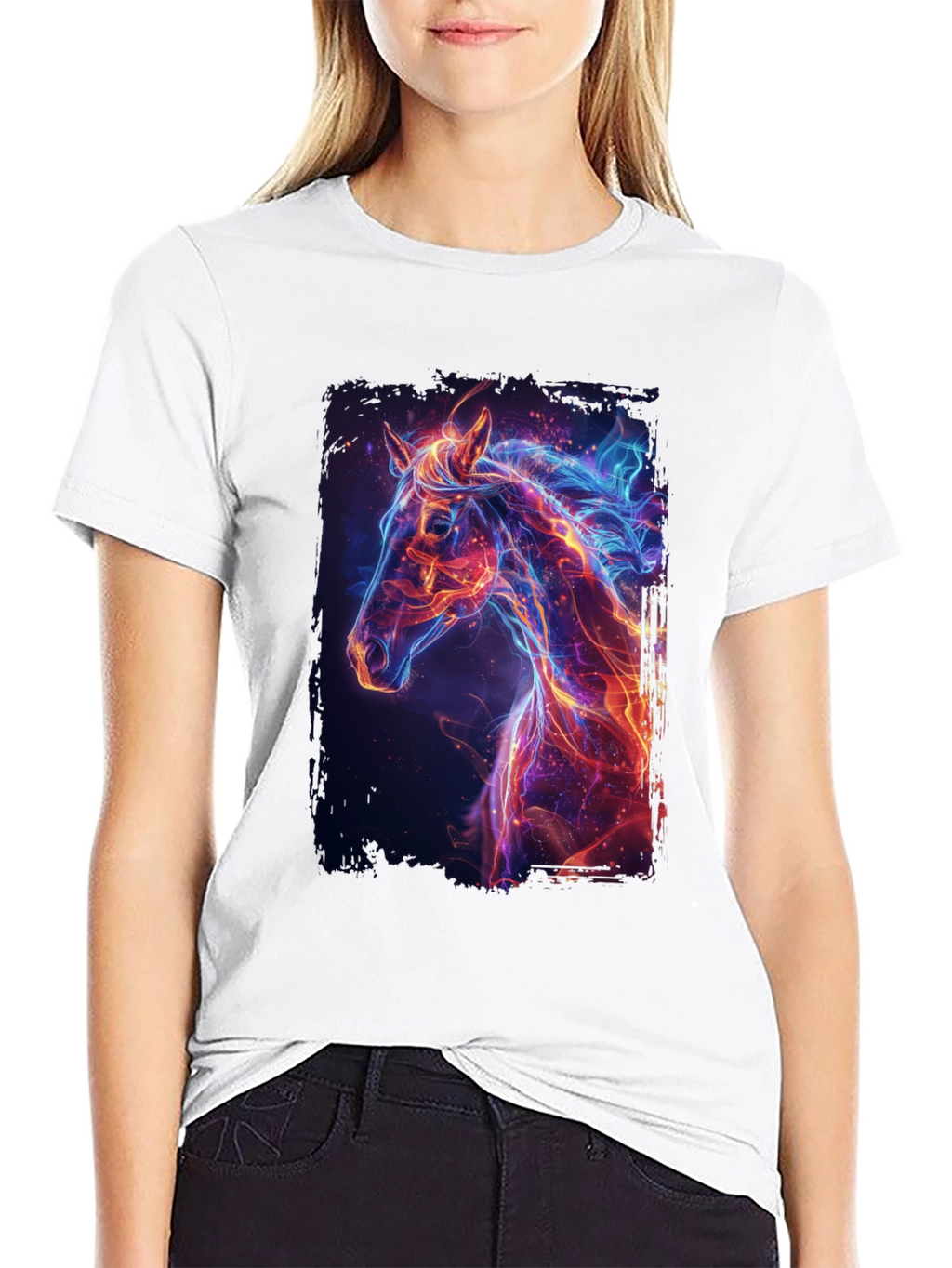 Fiery Horse Graphic Tee - Premium Black T-Shirt