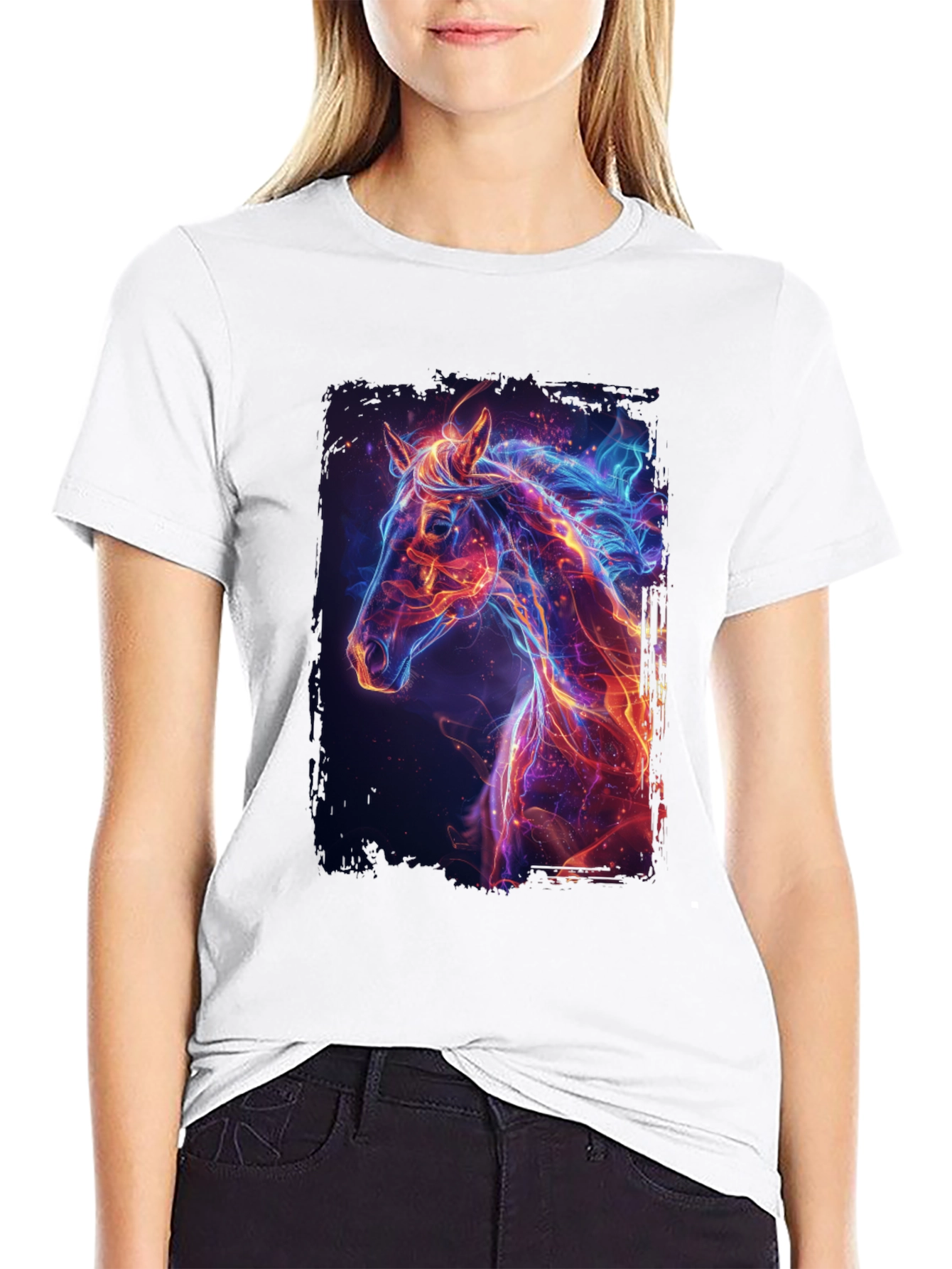 Fiery Horse Graphic Tee - Premium Black T-Shirt