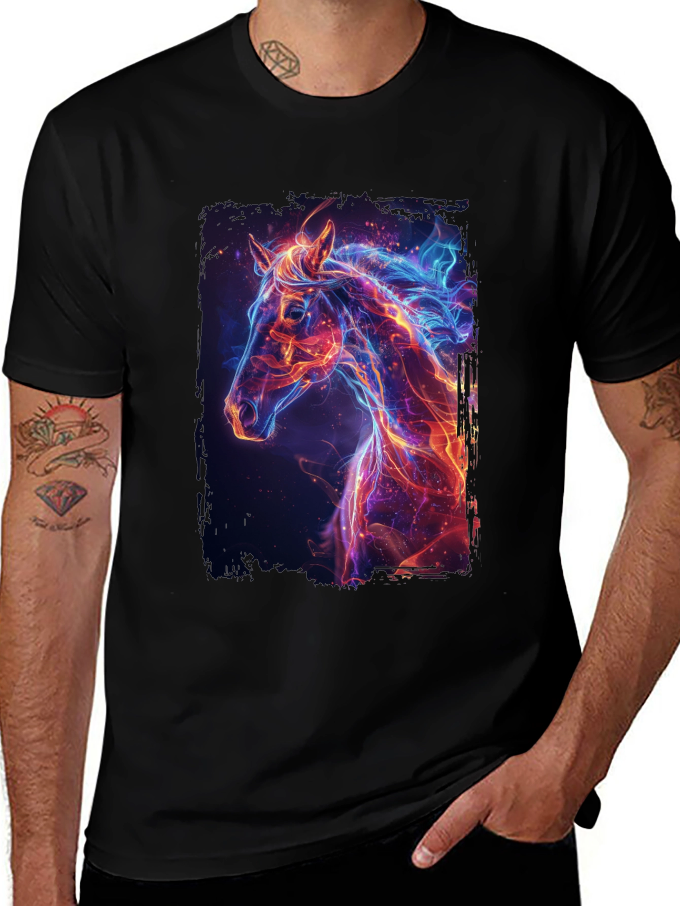 Fiery Horse Graphic Tee - Premium Black T-Shirt