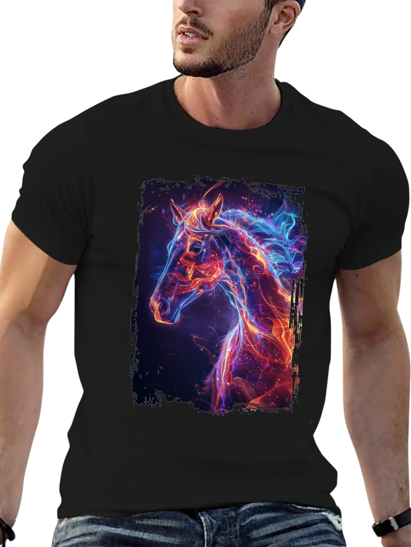 Fiery Horse Graphic Tee - Premium Black T-Shirt