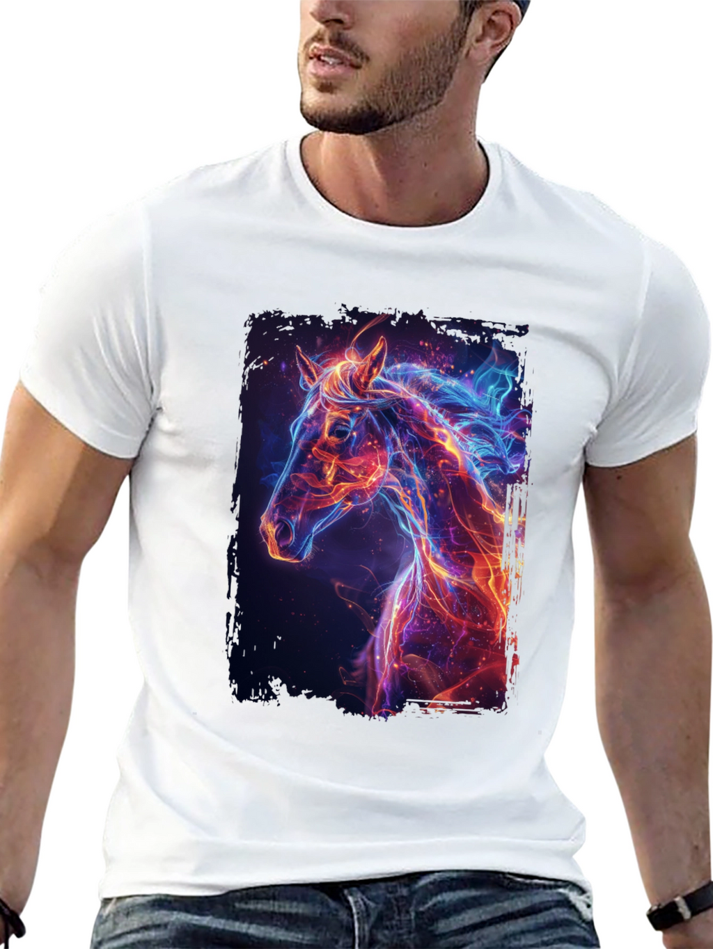 Fiery Horse Graphic Tee - Premium Black T-Shirt