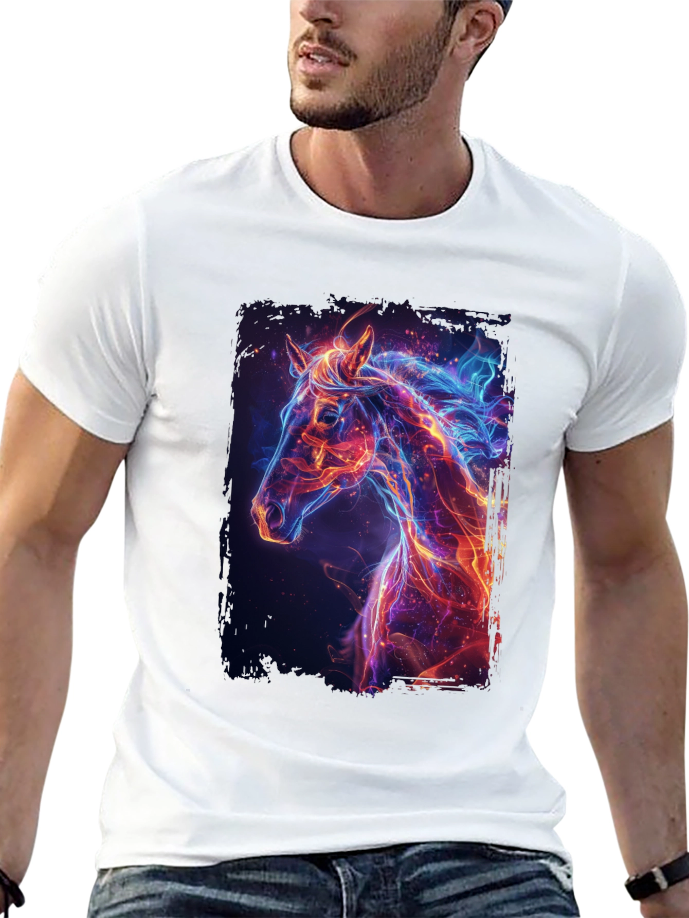 Fiery Horse Graphic Tee - Premium Black T-Shirt