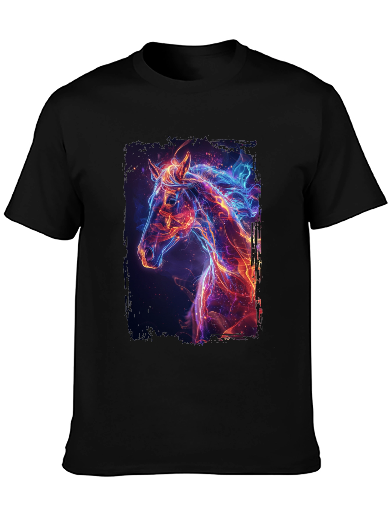 Fiery Horse Graphic Tee - Premium Black T-Shirt