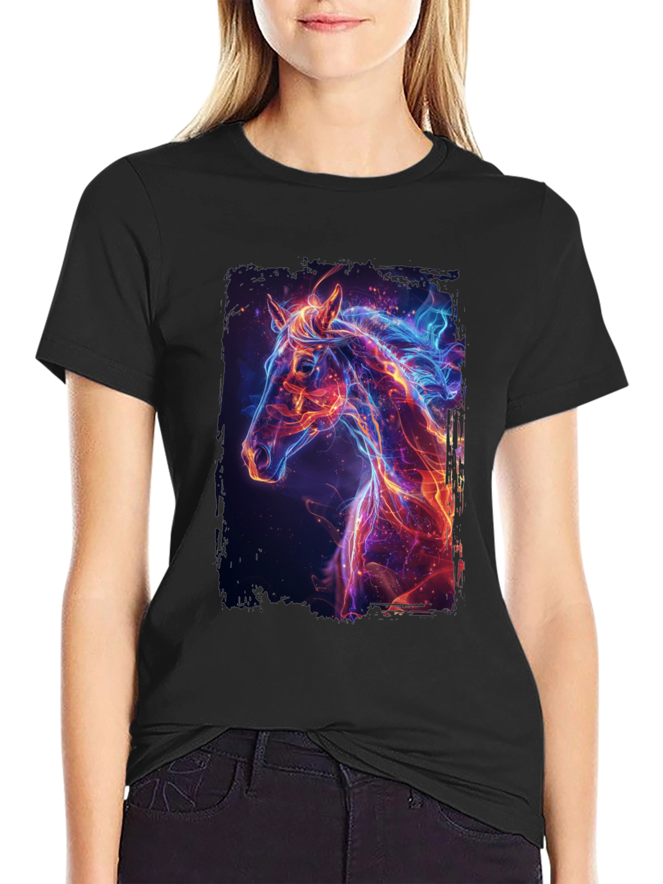Fiery Horse Graphic Tee - Premium Black T-Shirt