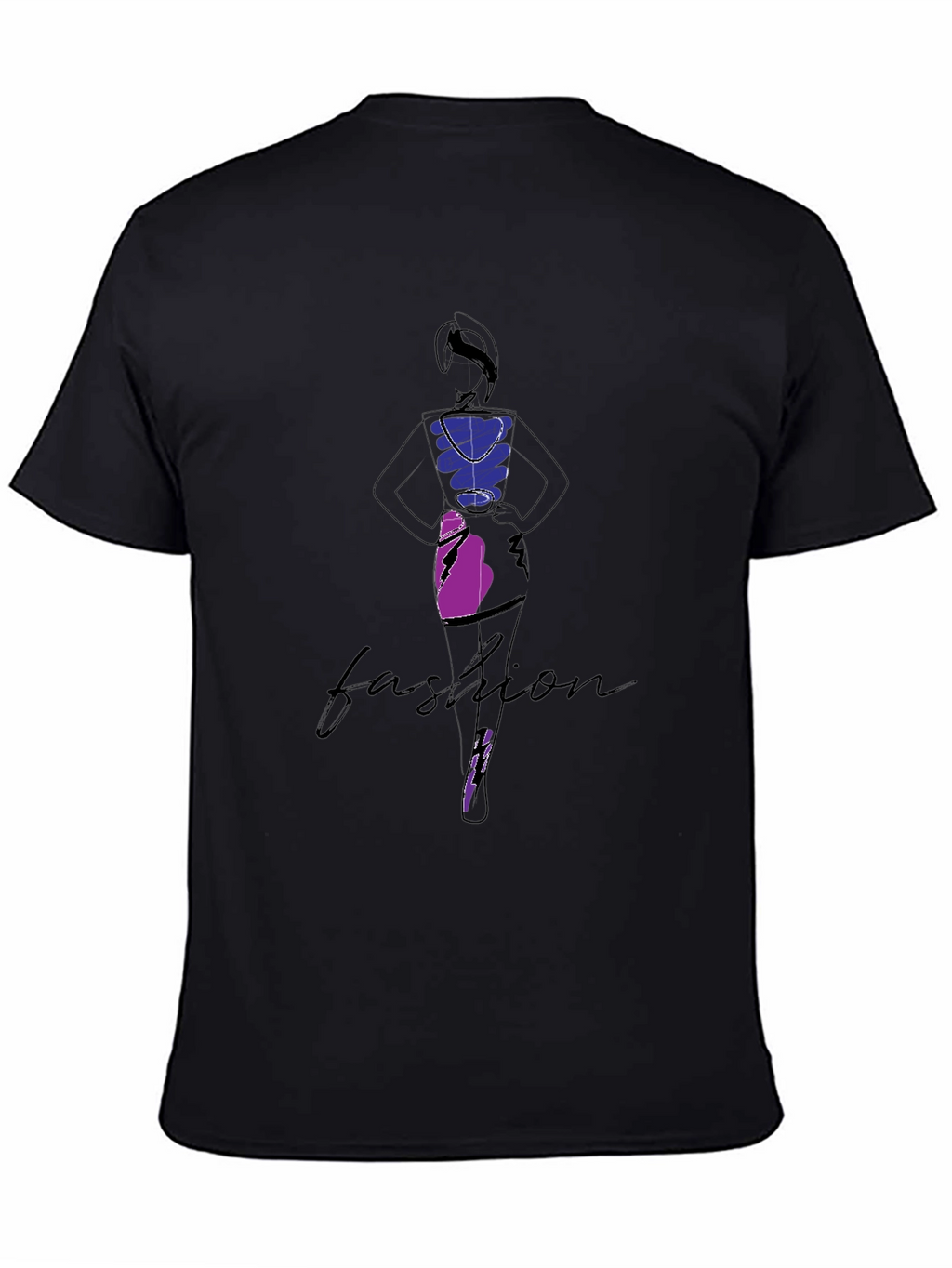 Fashion Illustration Black Graphic Tee