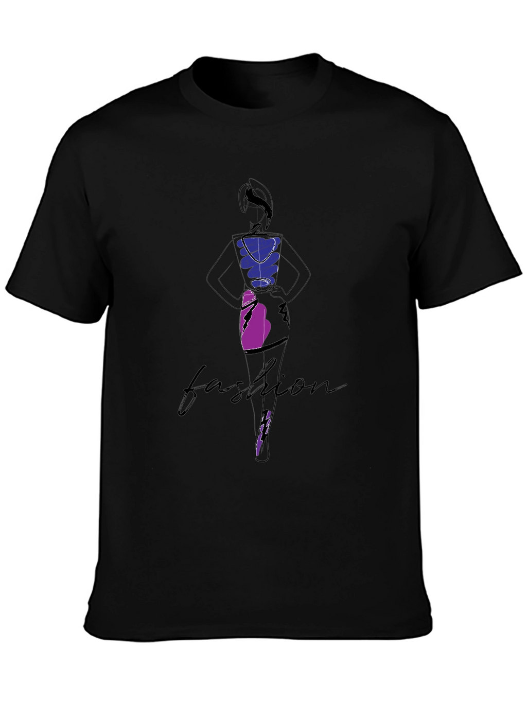 Fashion Illustration Black Graphic Tee