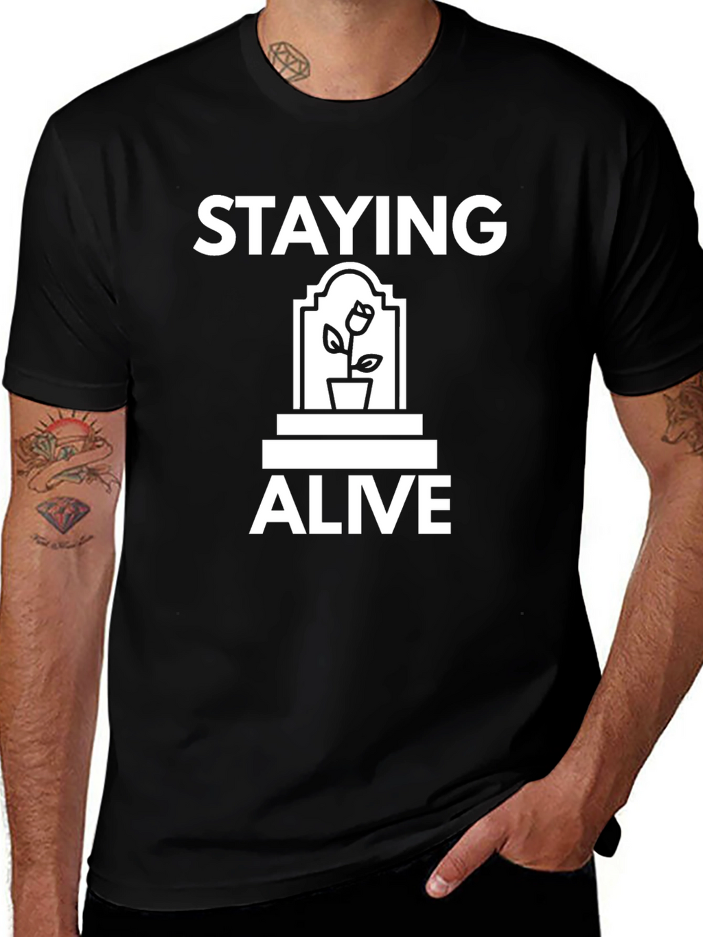 Staying Alive Graphic T-Shirt - Trendy Comfort