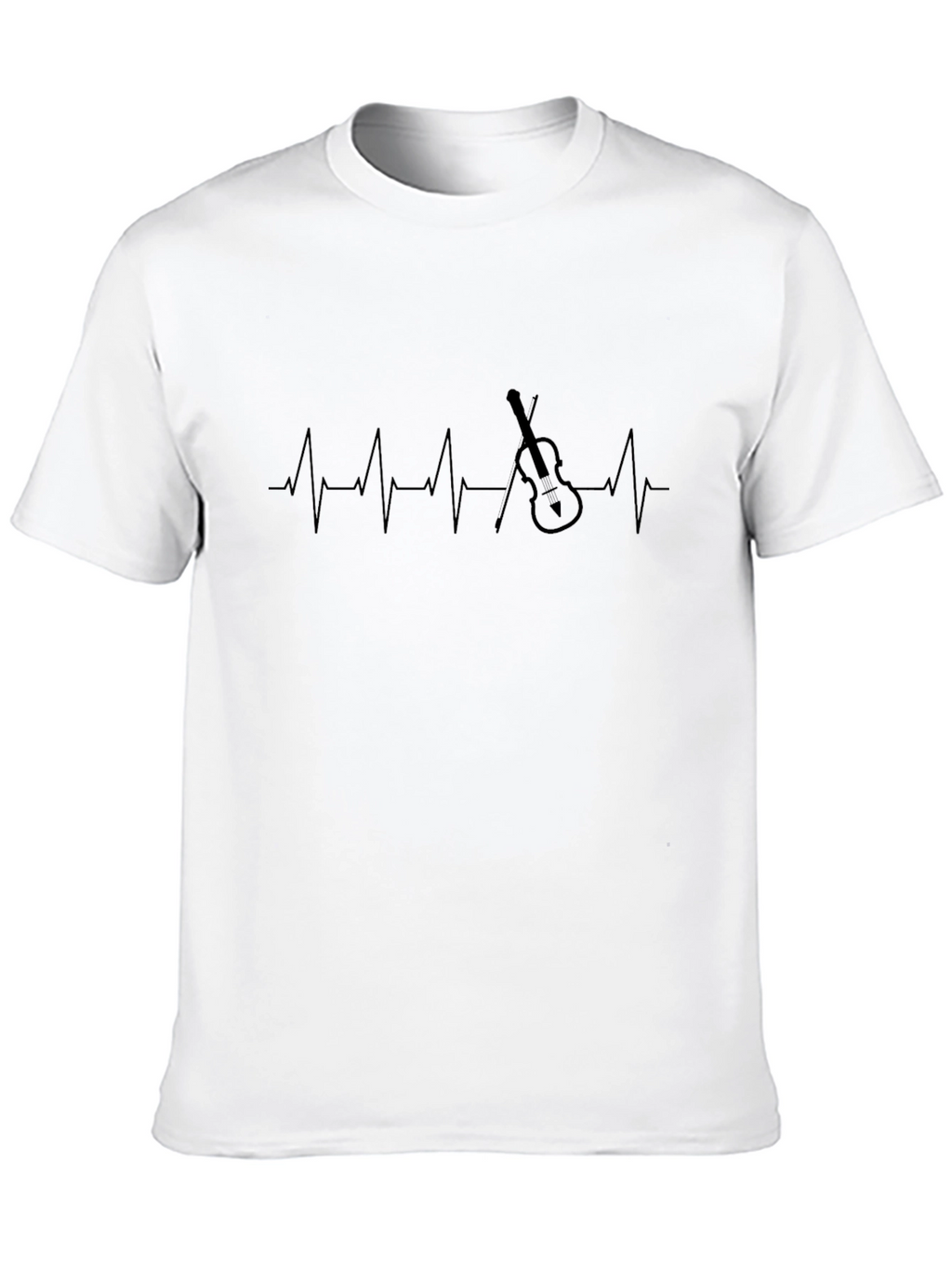 Violin Heartbeat Graphic Tee - Black Cotton Comfort