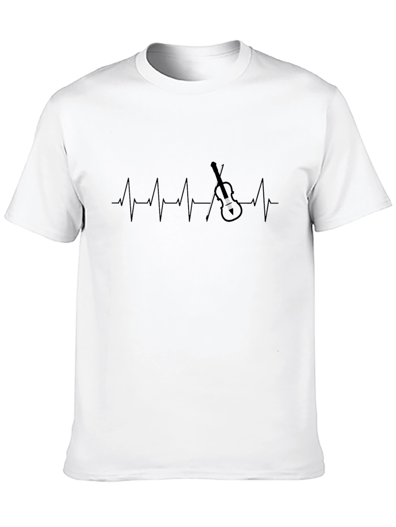 Violin Heartbeat Graphic Tee - Black Cotton Comfort