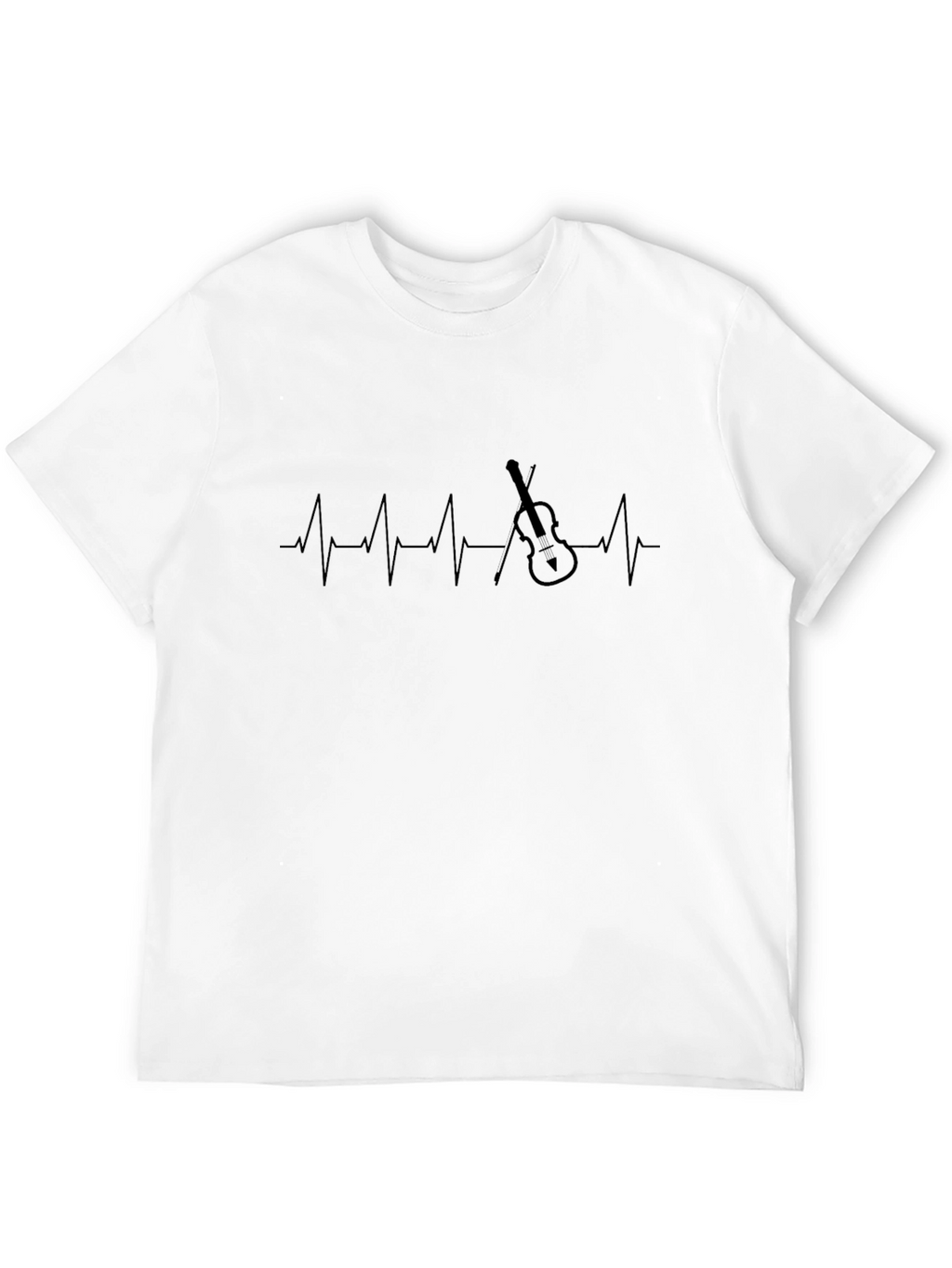 Violin Heartbeat Graphic Tee - Black Cotton Comfort