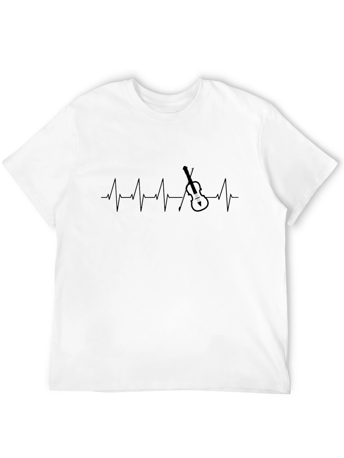 Violin Heartbeat Graphic Tee - Black Cotton Comfort