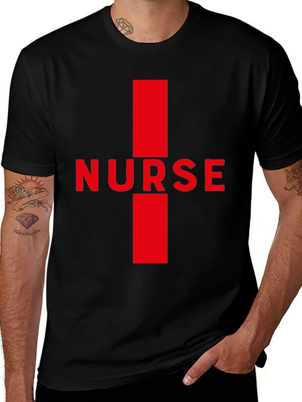 Nurse Red Cross Black T-Shirt