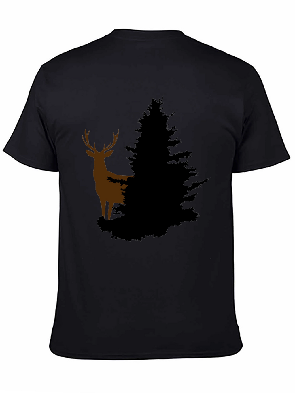 Deer and Evergreen Tree Graphic T-Shirt
