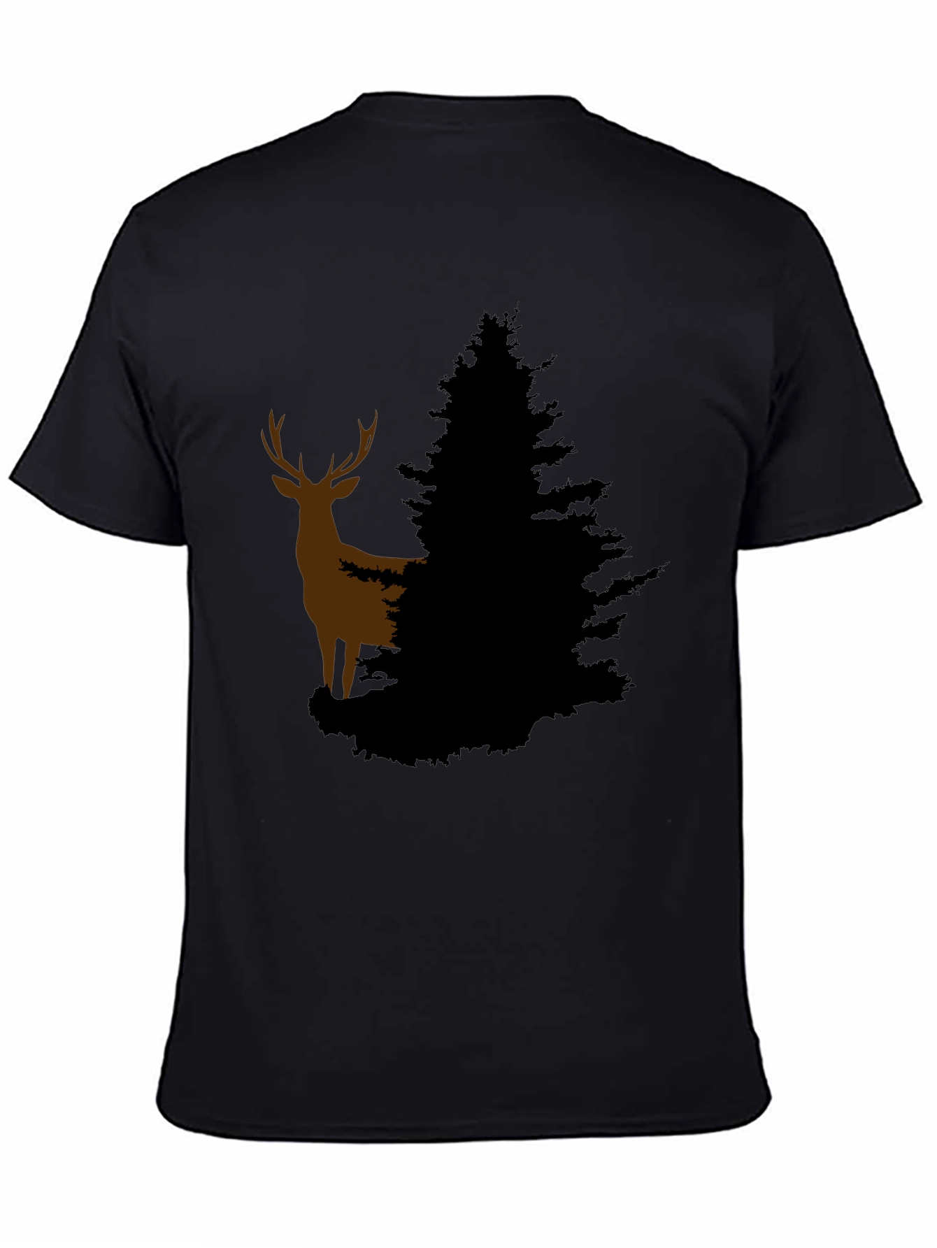 Deer and Evergreen Tree Graphic T-Shirt