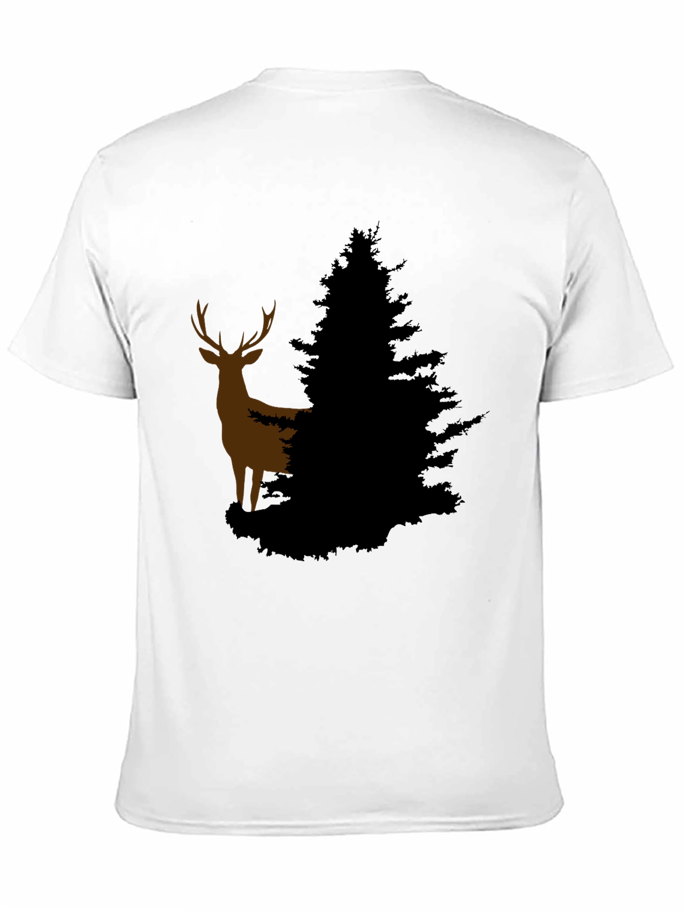 Deer and Evergreen Tree Graphic T-Shirt
