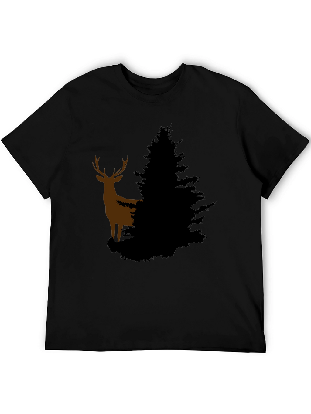 Deer and Evergreen Tree Graphic T-Shirt