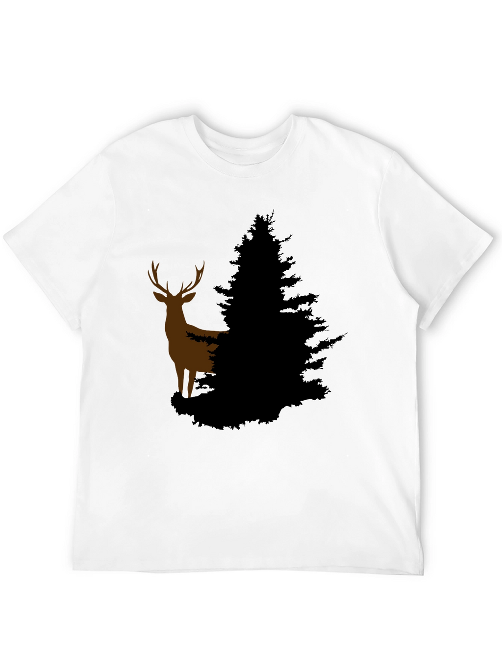 Deer and Evergreen Tree Graphic T-Shirt