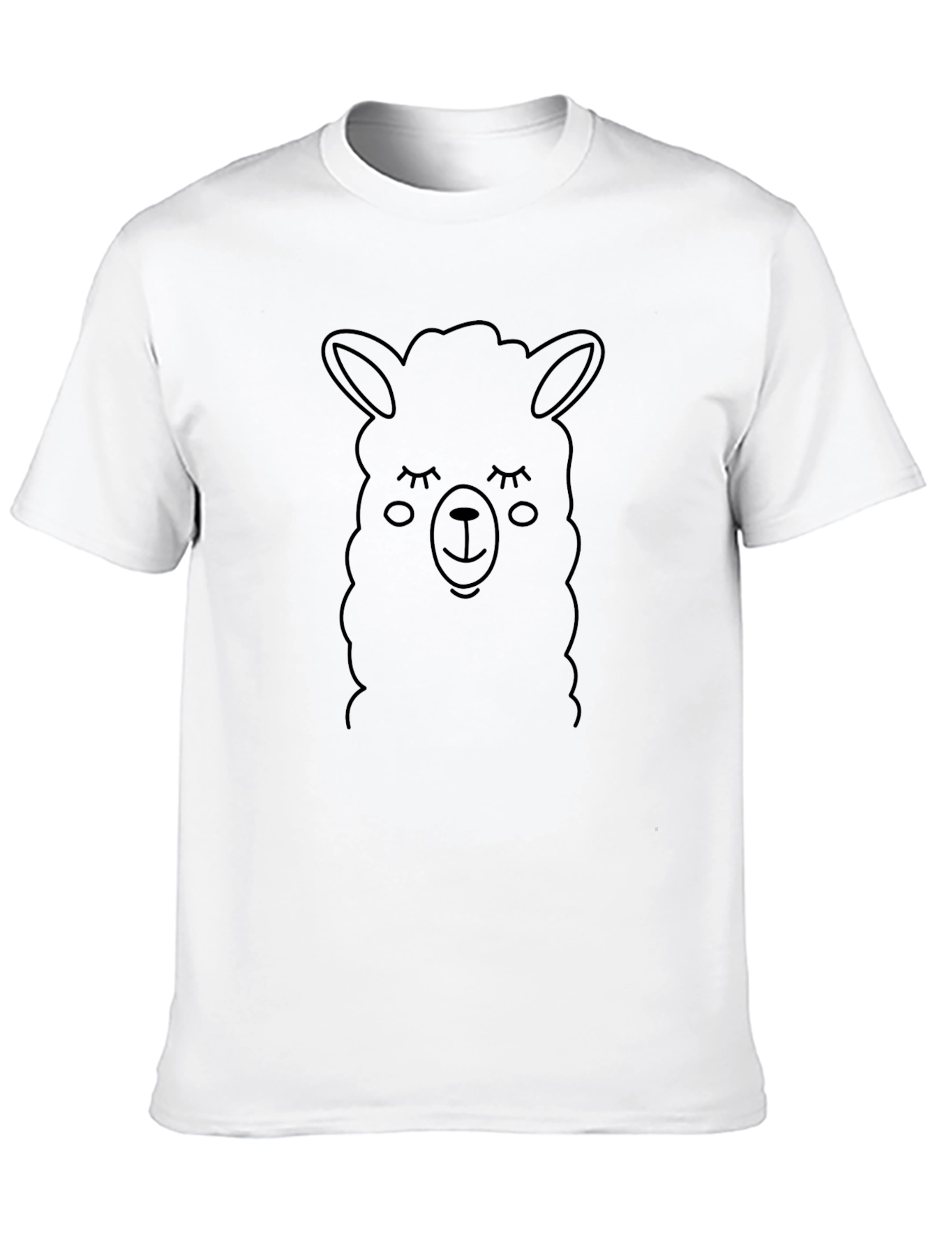 Llama Face Graphic Black T-Shirt