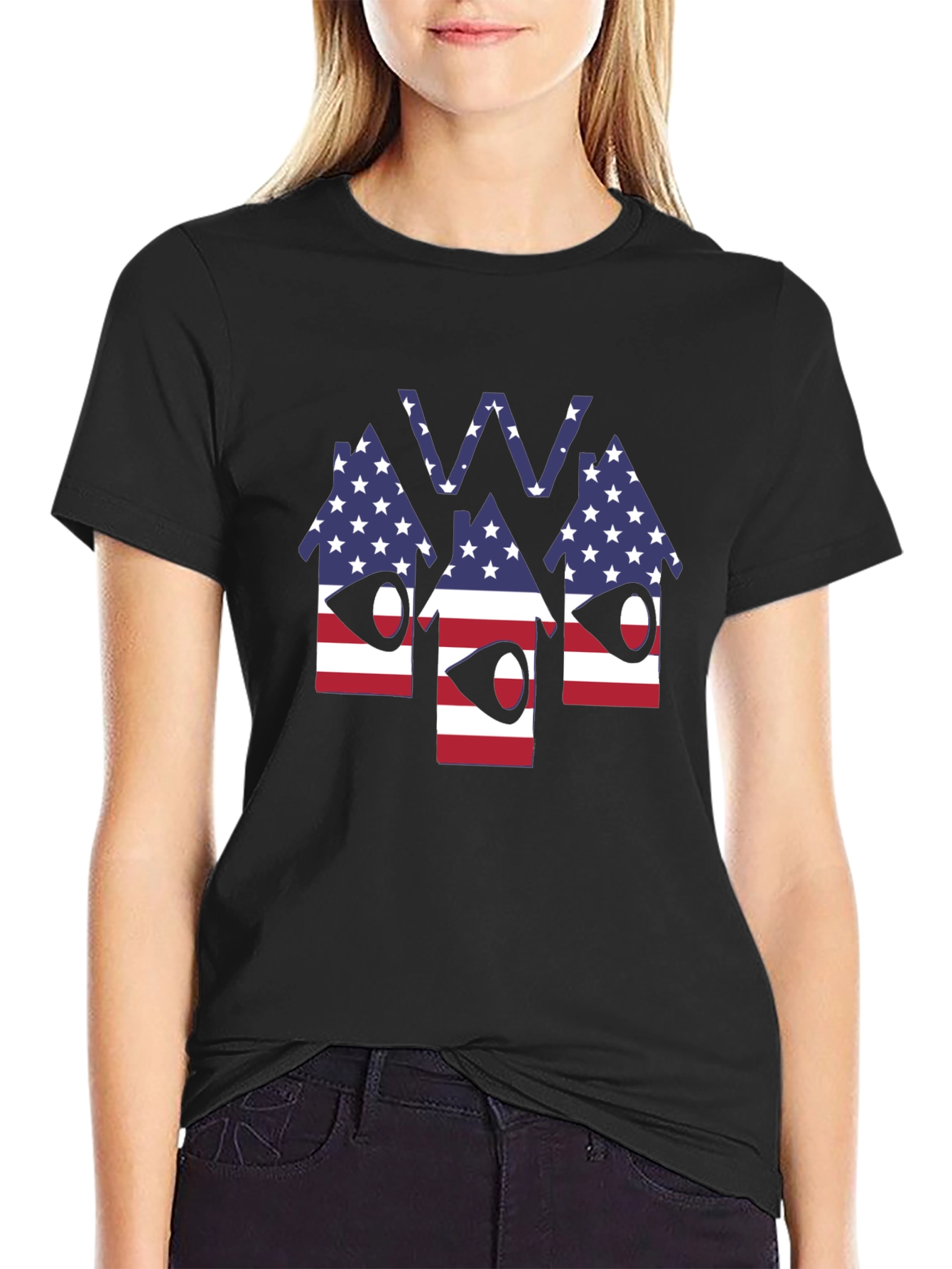 Patriotic American Houses Graphic Tee
