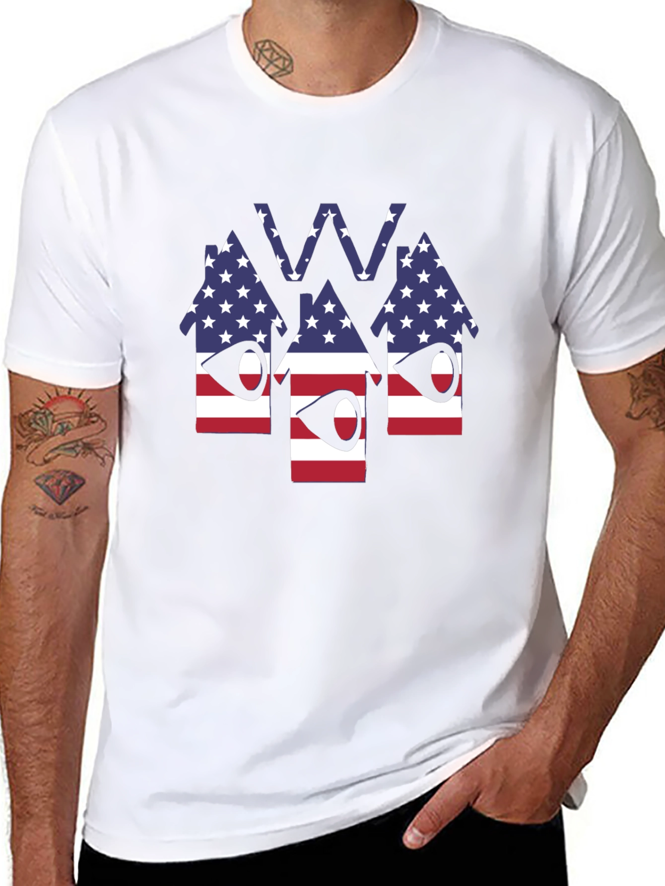 Patriotic American Houses Graphic Tee