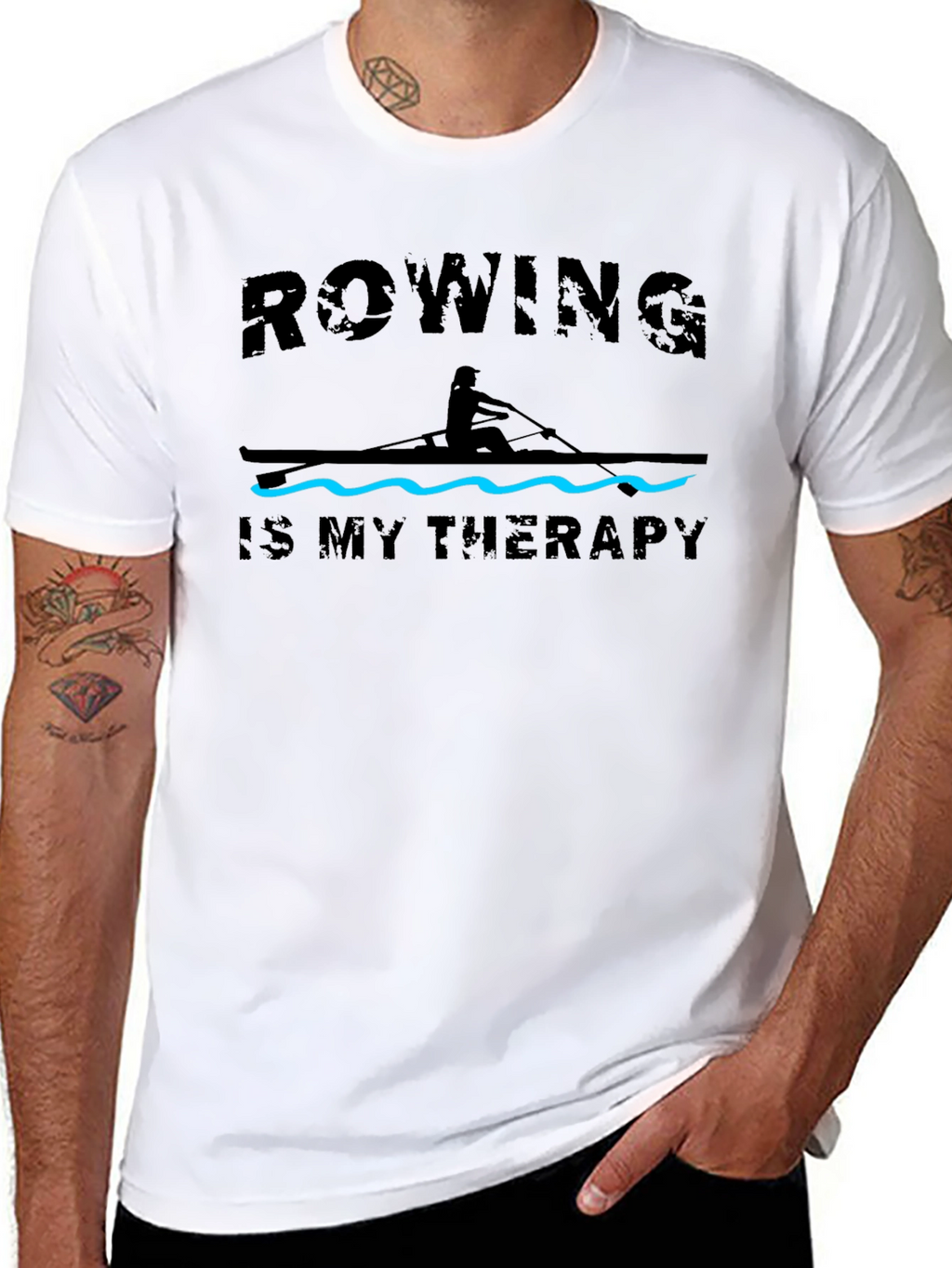 Rowing is My Therapy T-Shirt - Black