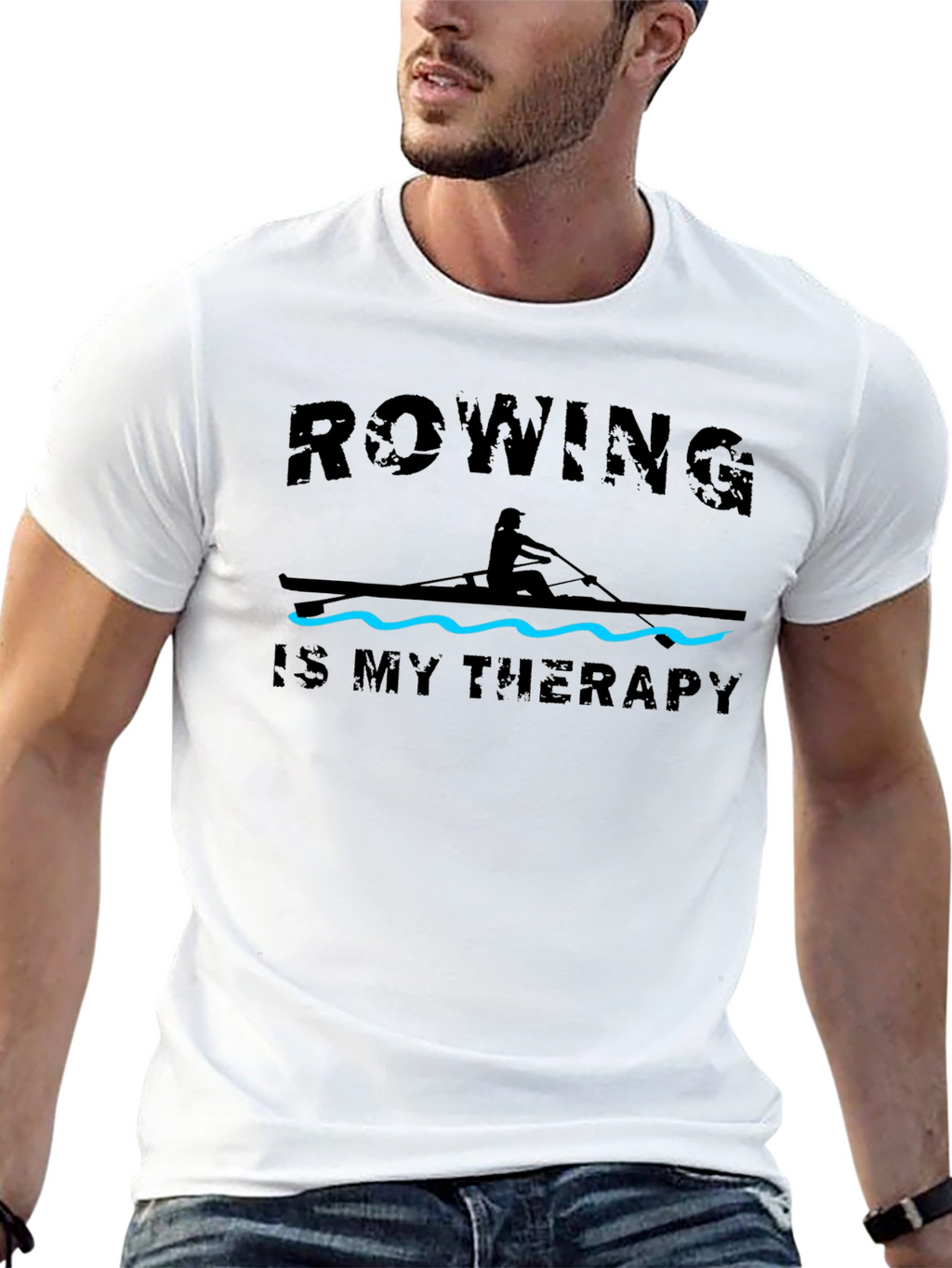 Rowing is My Therapy T-Shirt - Black