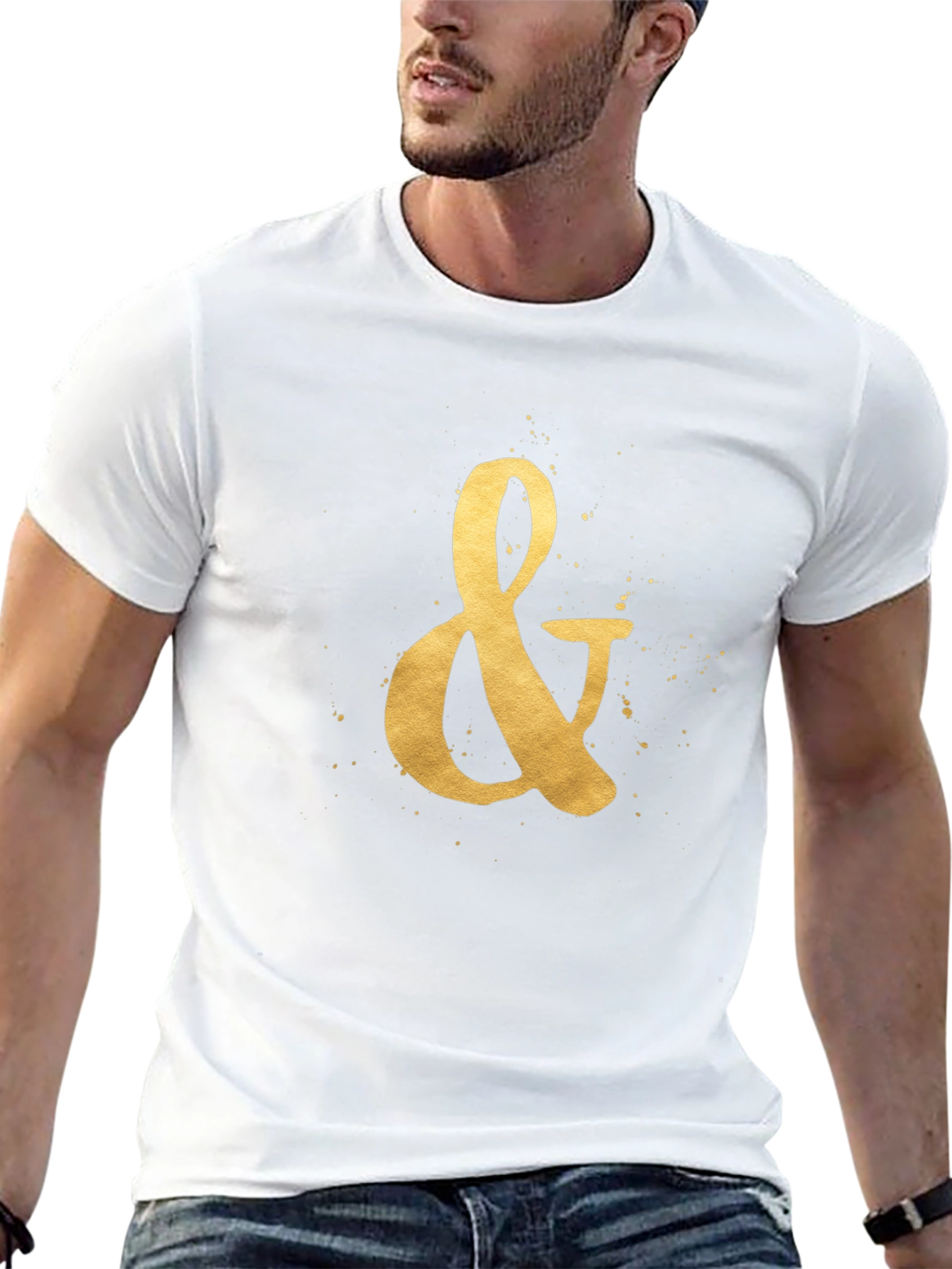 Golden Ampersand Graphic Tee - Stylish Black T-Shirt