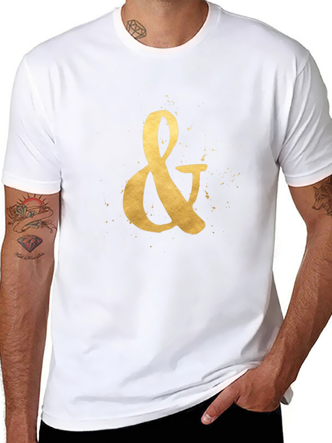 Golden Ampersand Graphic Tee - Stylish Black T-Shirt