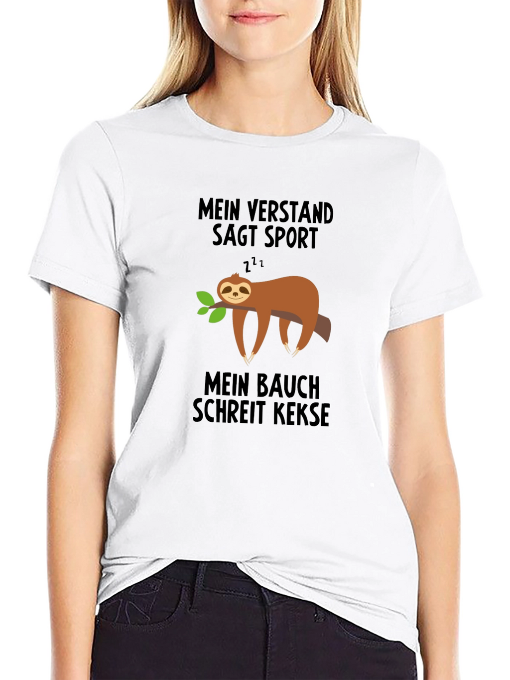 Funny German Sloth T-Shirt - Sport vs. Cookies